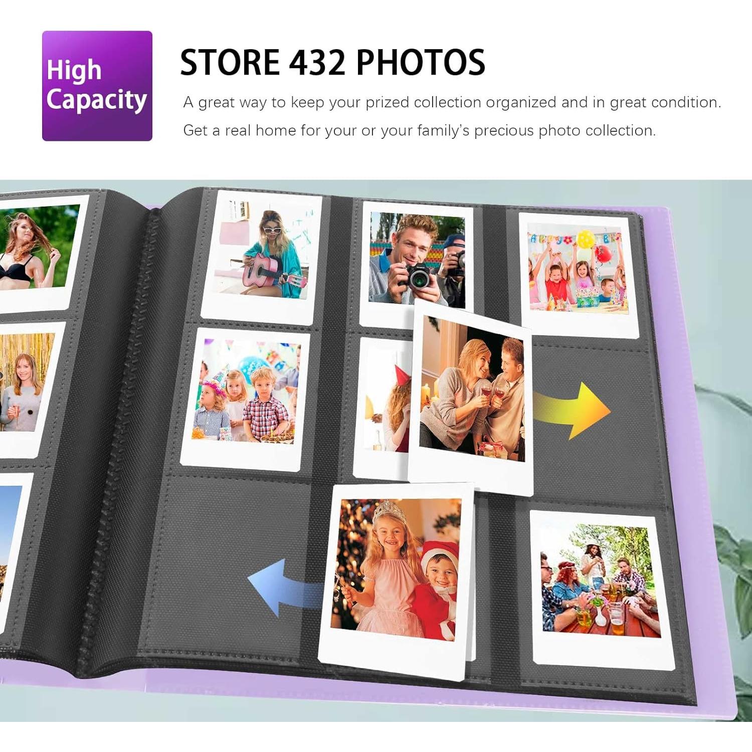 Álbum de fotos Rekeen 432 bolsillos para Instax Mini púrpura