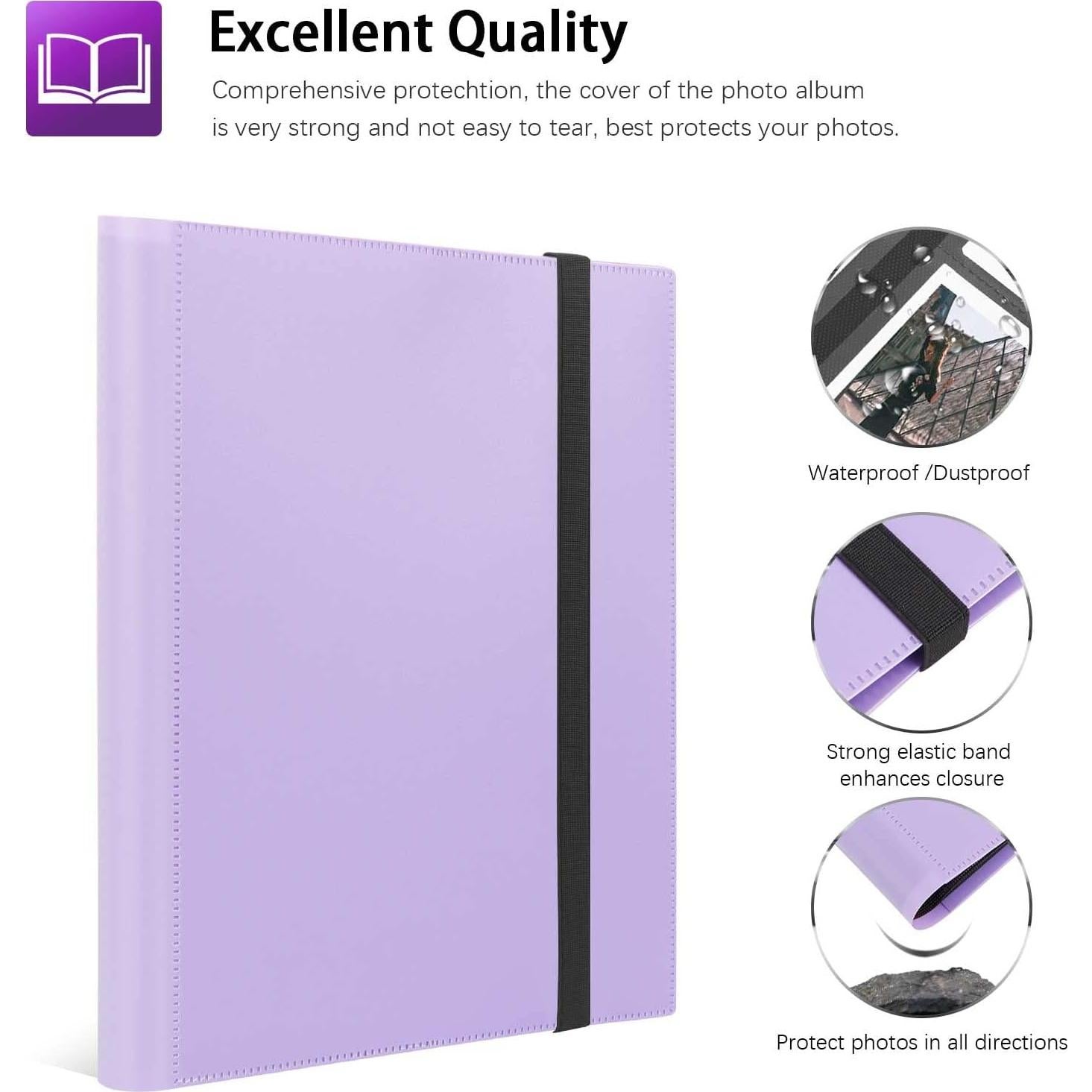 Álbum de fotos Rekeen 432 bolsillos para Instax Mini púrpura