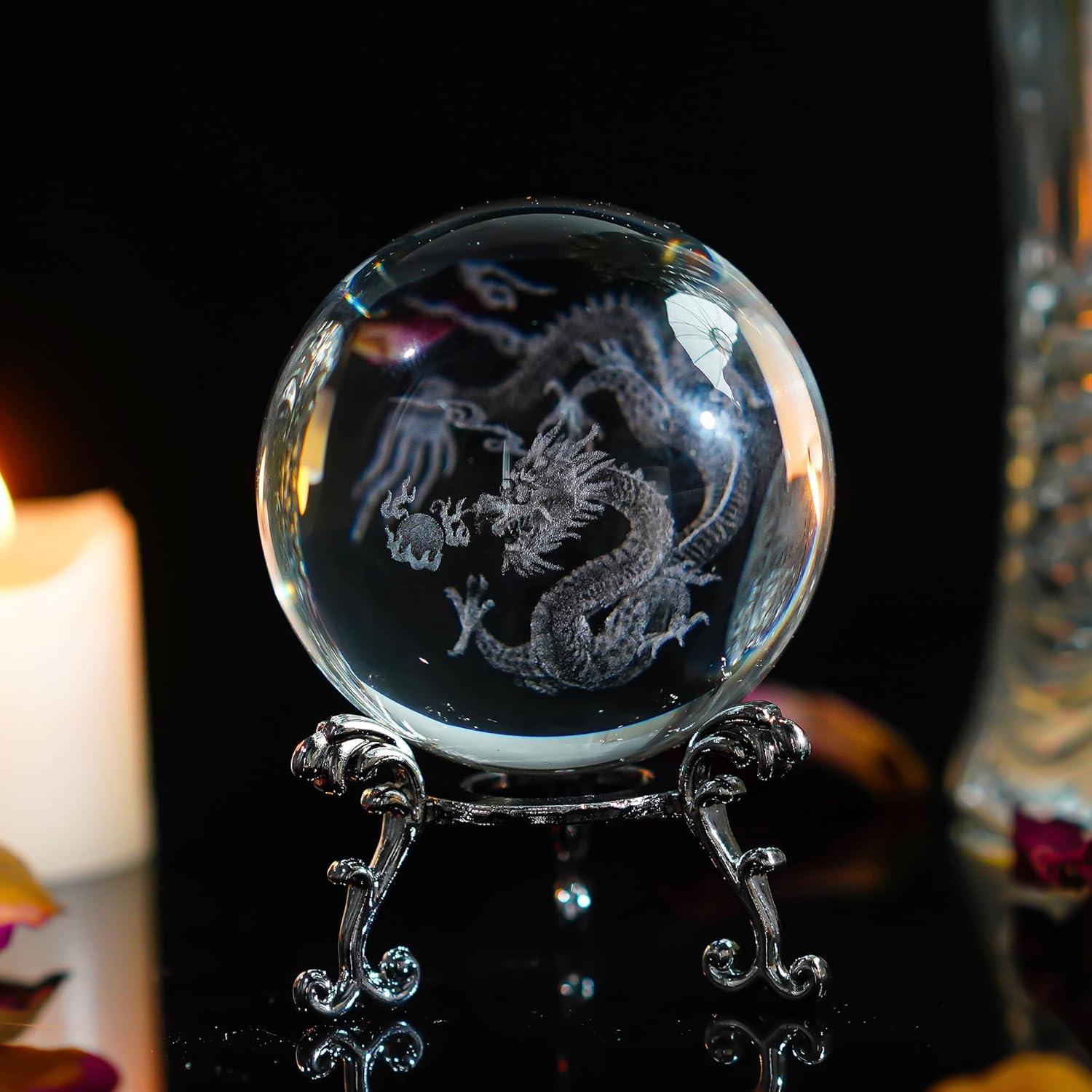 Bola de Cristal Dragón Chino HDCRYSTALGIFTS 60mm Decoración