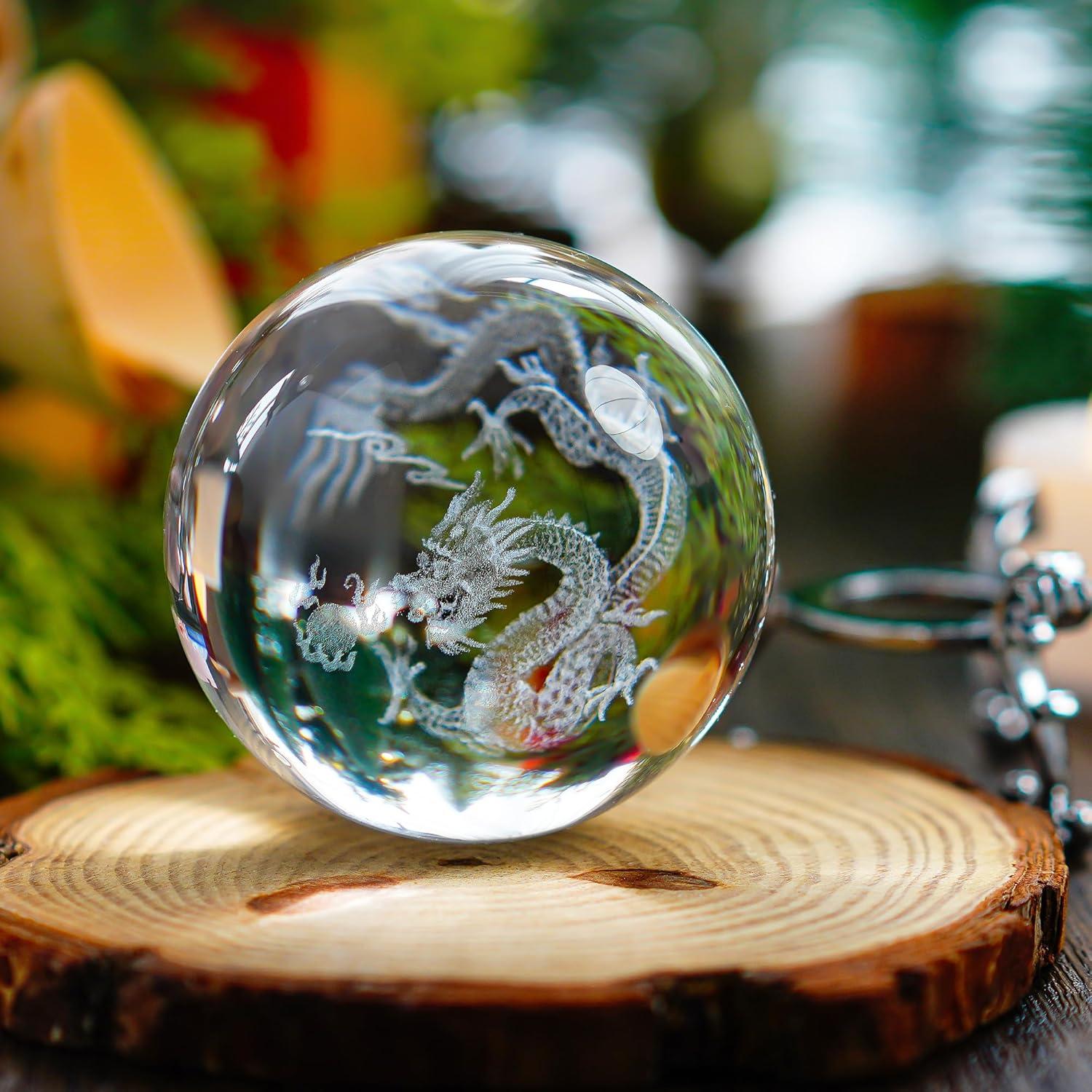 Bola de Cristal Dragón Chino HDCRYSTALGIFTS 60mm Decoración