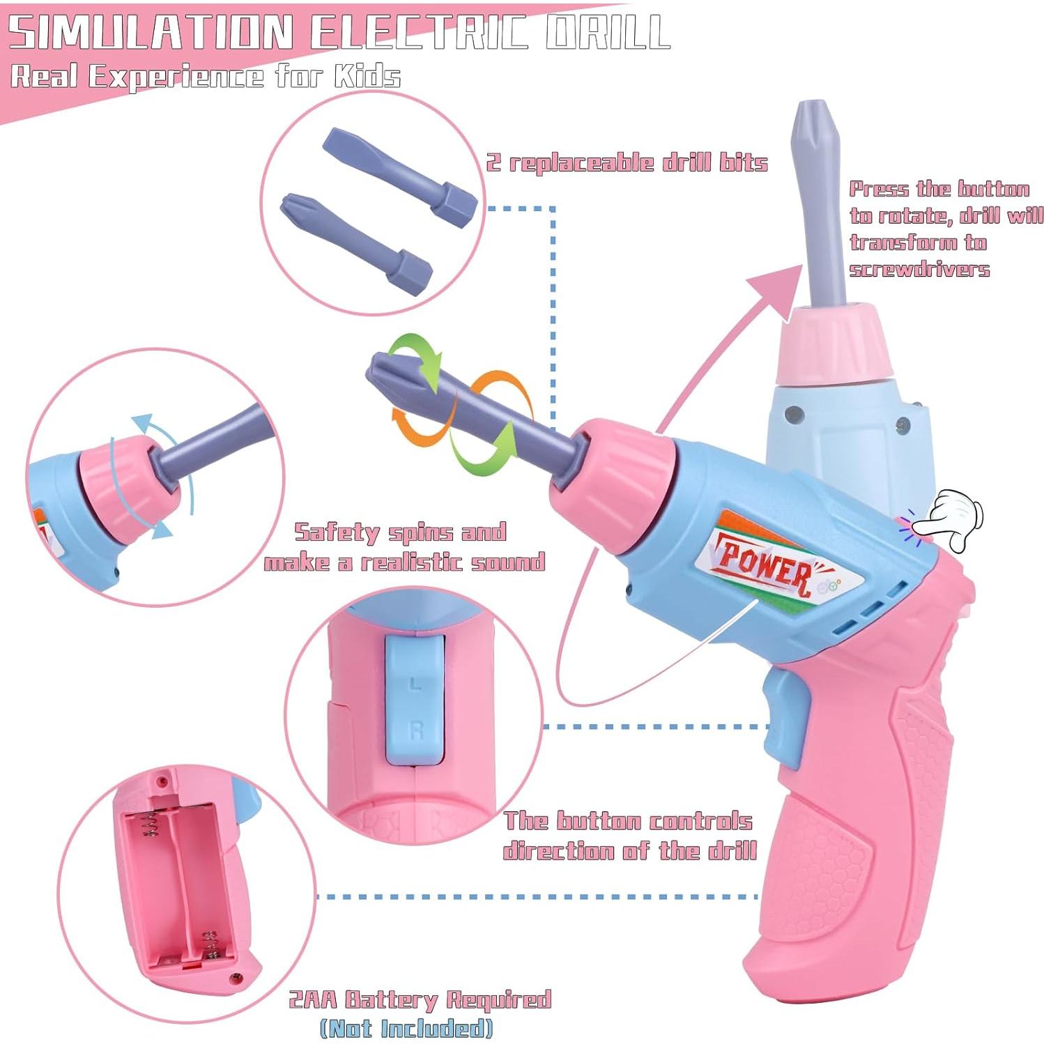 Juego de Herramientas para Niños MAGIC4U 48 Piezas con Taladro