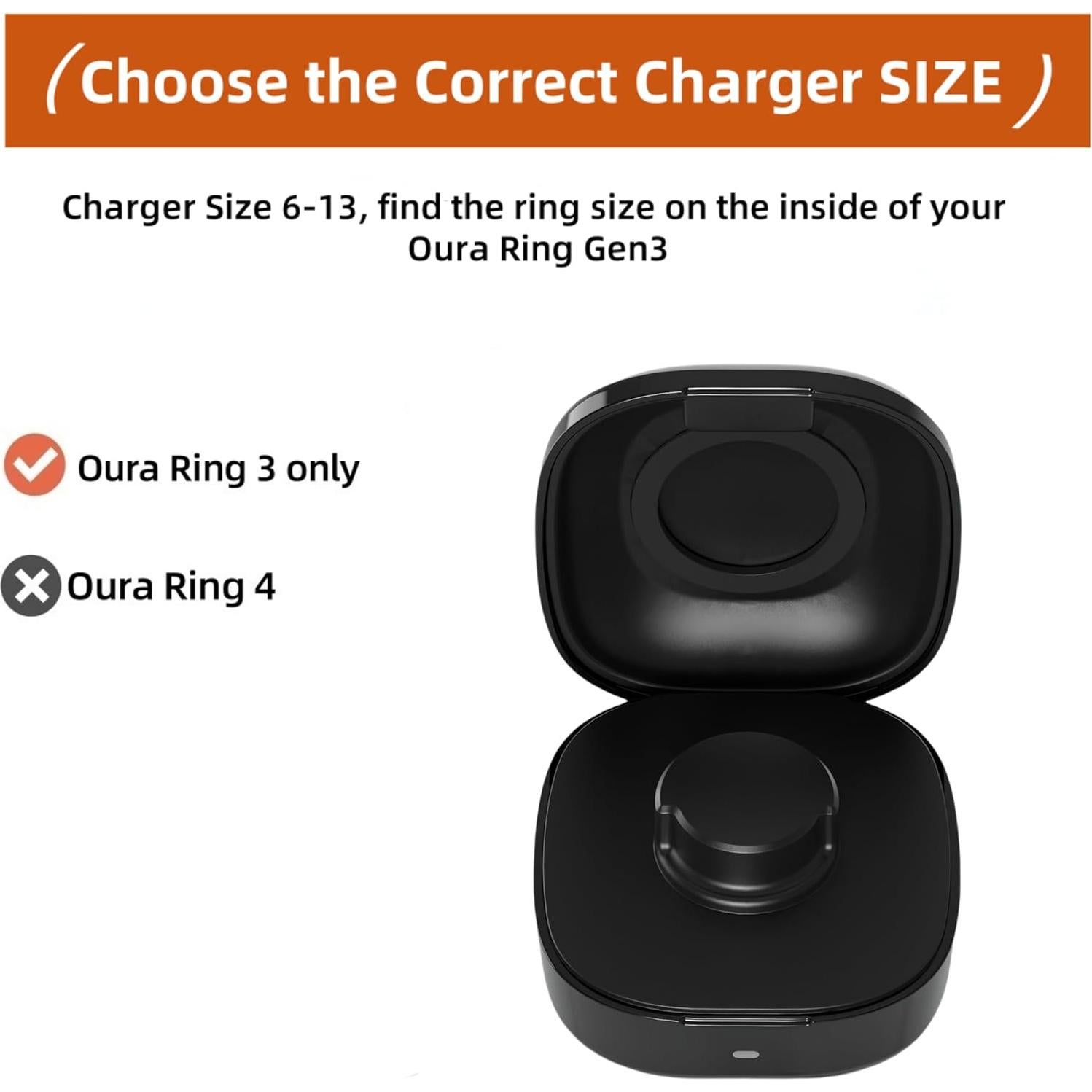 Estuche de Carga Inalámbrica WONJOY para Oura Ring Gen3 Tamaño 6