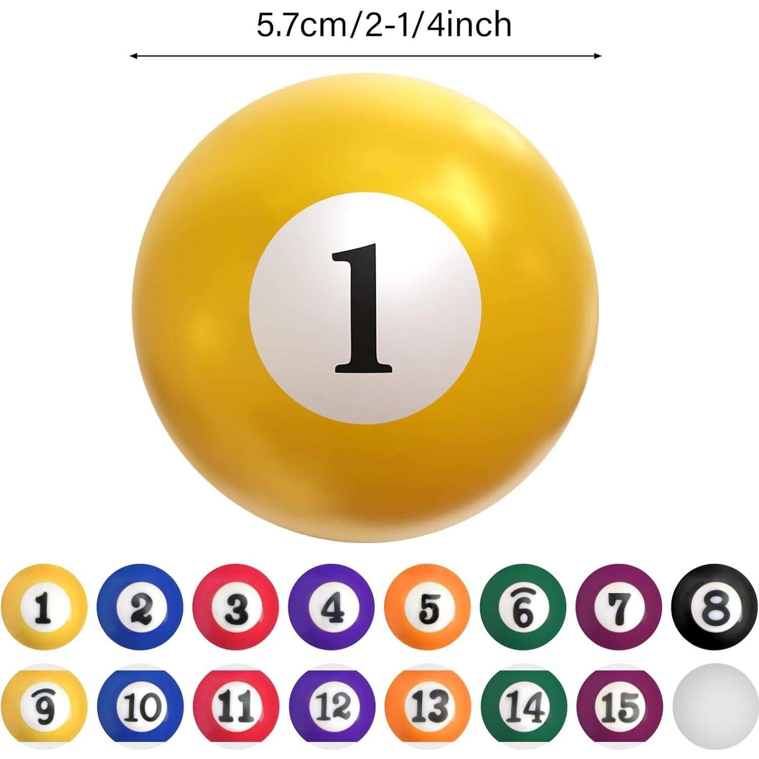 Set de 16 Bolas de Billar AccEncyc 5.72cm Resina Profesional