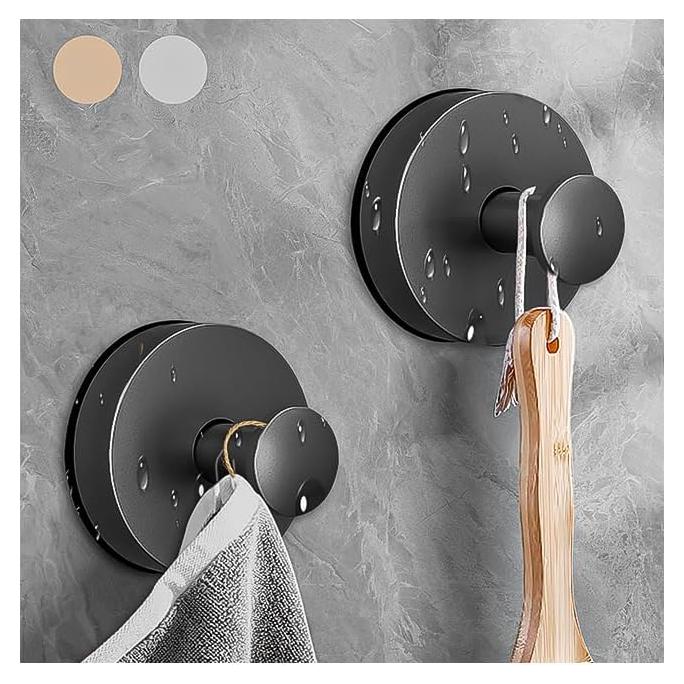 Ganchos de Ventosa KWV para Ducha Sin Taladro 6.8kg Negro 2PCS