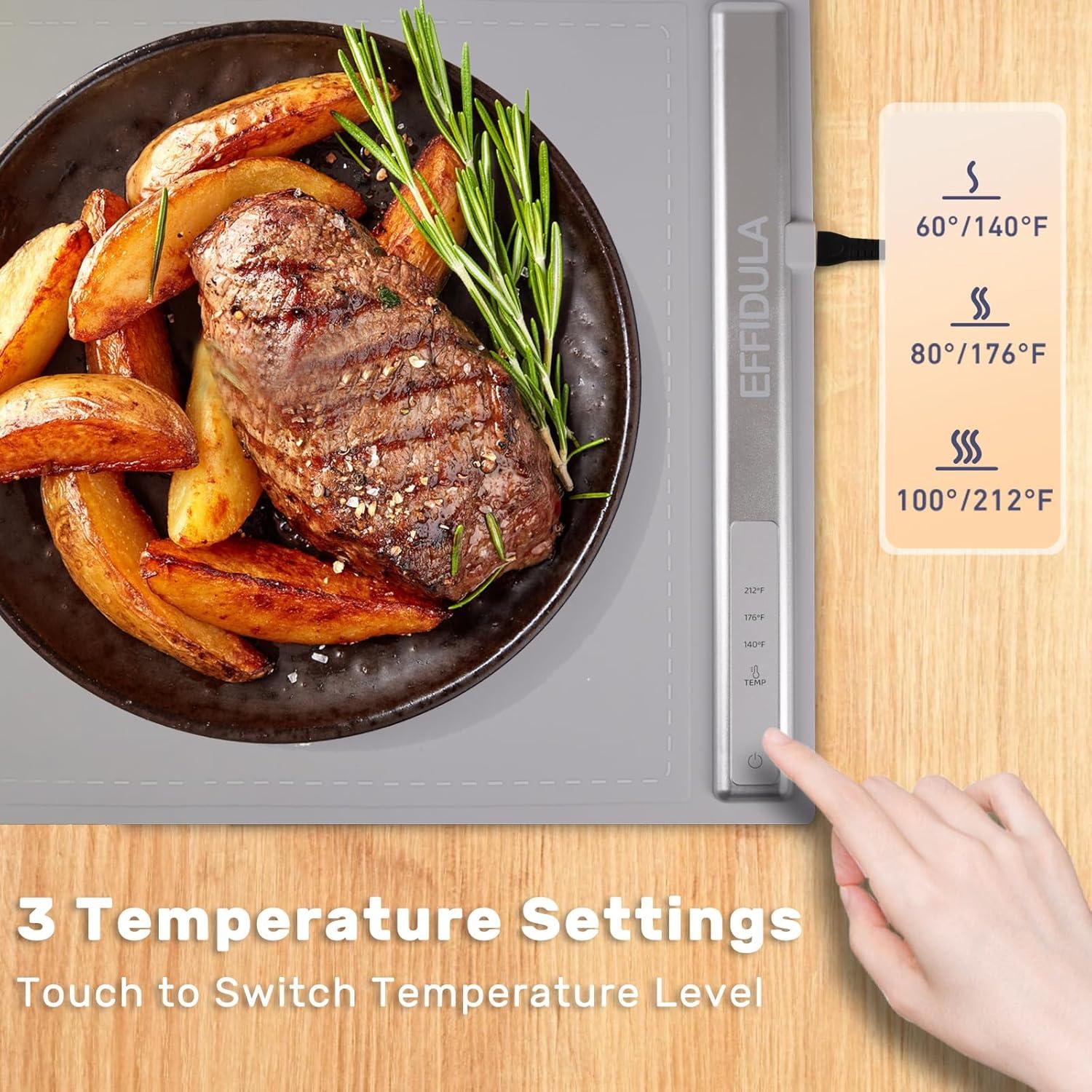 Bandeja Calentadora Eléctrica Effidula 350W Silicona Antiescaldante