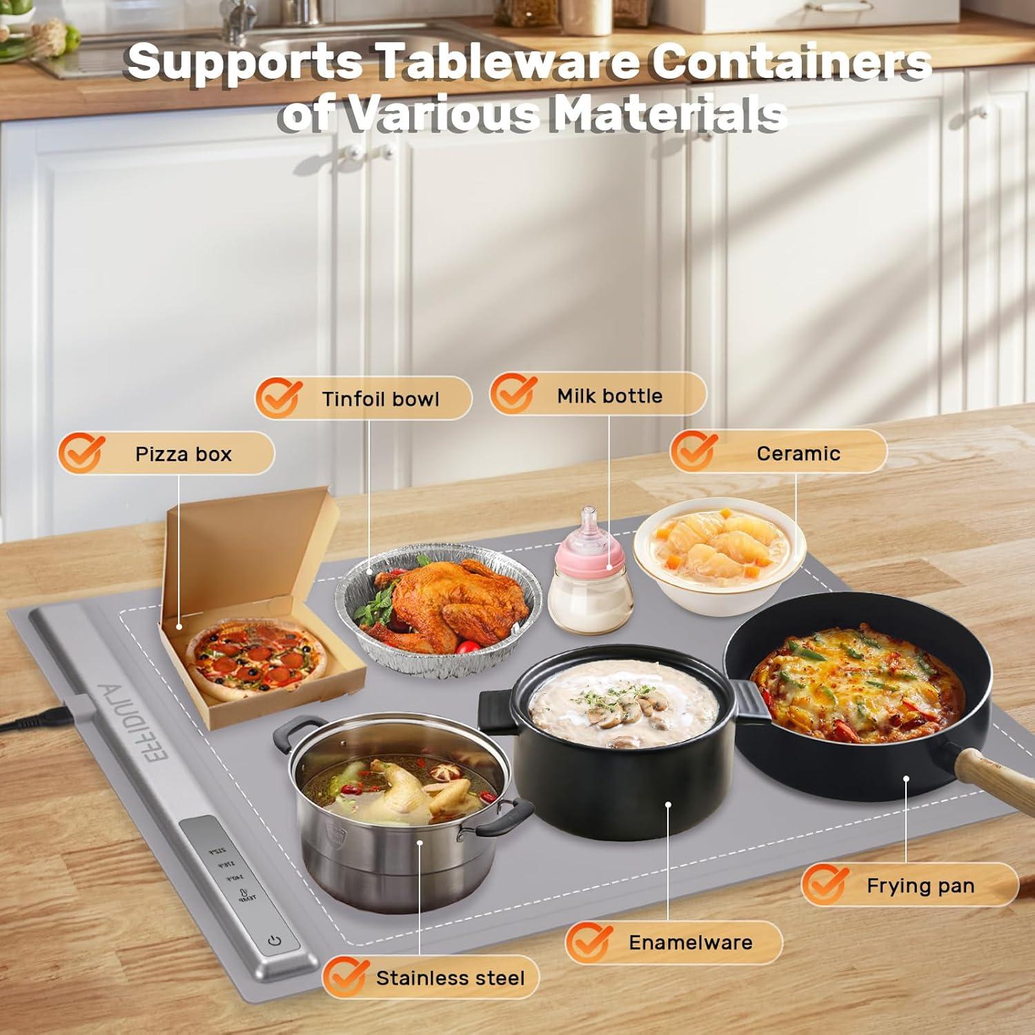 Bandeja Calentadora Eléctrica Effidula 350W Silicona Antiescaldante