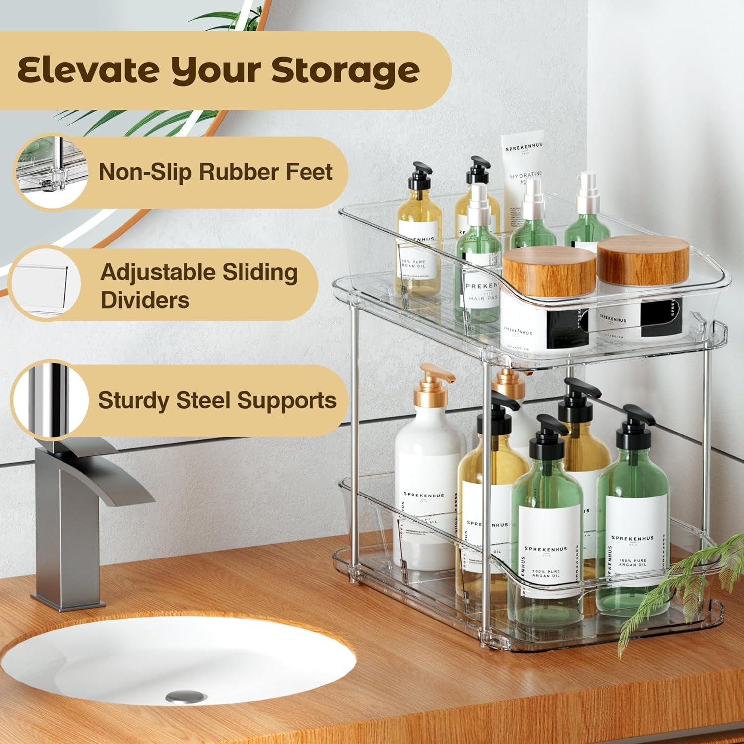 Organizador Extraíble 2 Niveles Incostar para Baño y Cocina