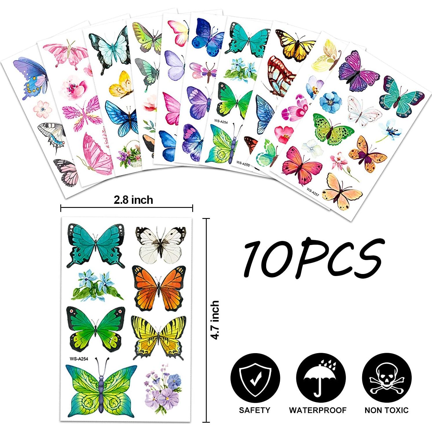 Tatuajes Temporales de Mariposa YTDIOKBL 100 Pcs Coloridos