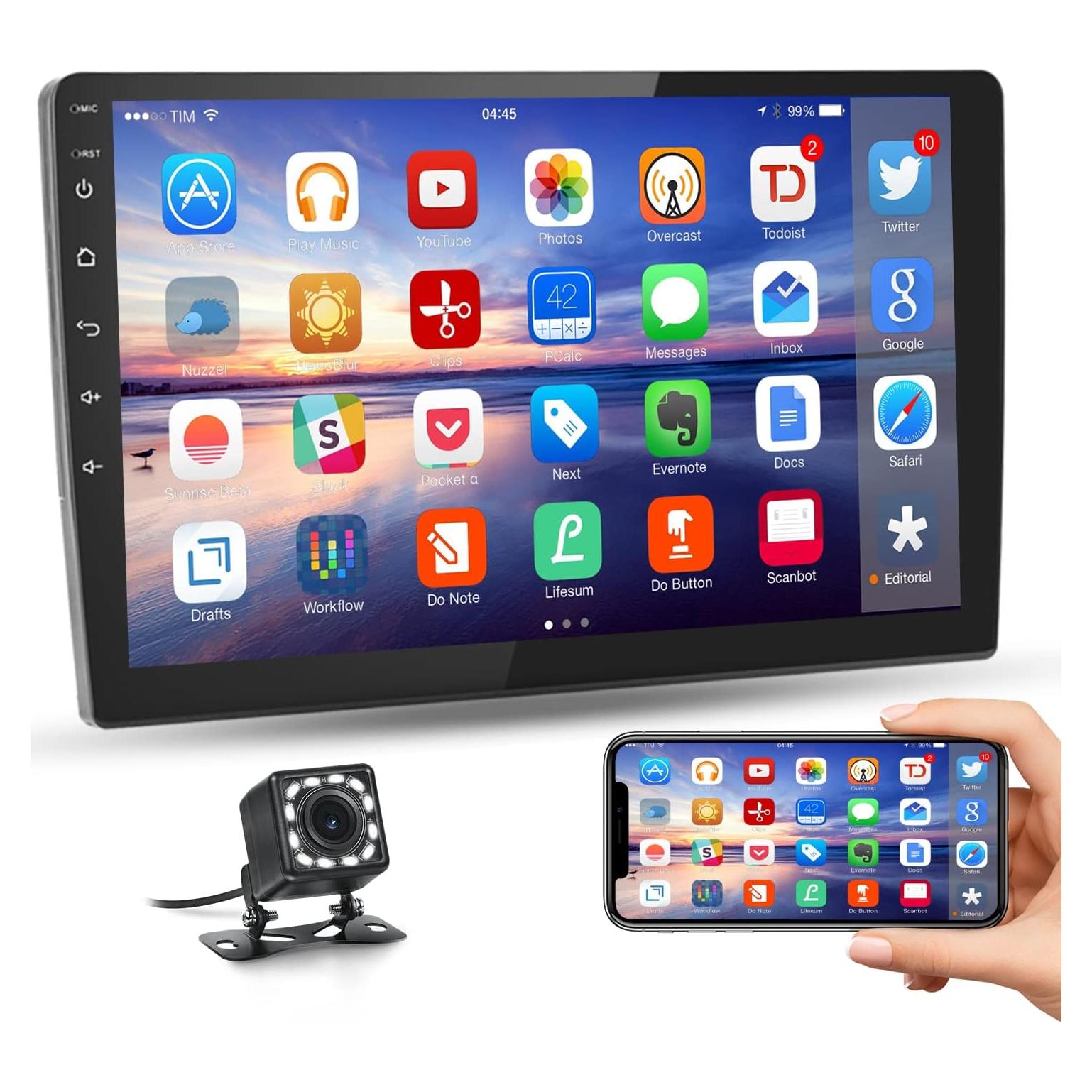 Estéreo de Coche Android Hikity 10.1" Doble Din GPS Bluetooth