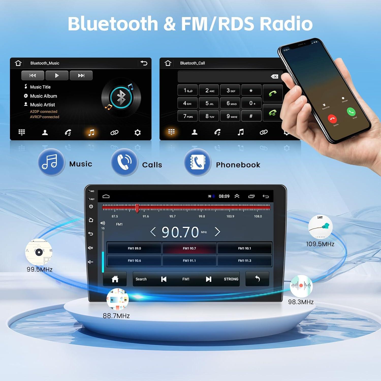 Estéreo de Coche Android Hikity 10.1" Doble Din GPS Bluetooth