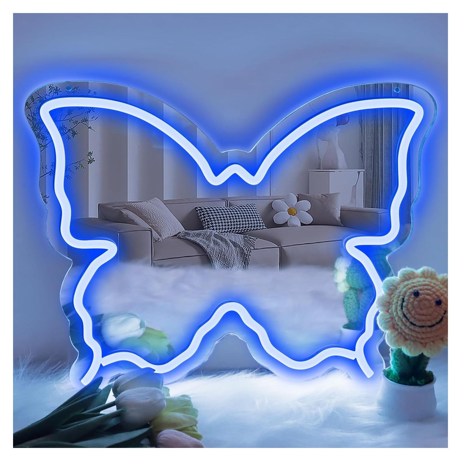 Espejo de Neón Mariposa ZHONGCHEN 39.9x30.5cm LED Azul