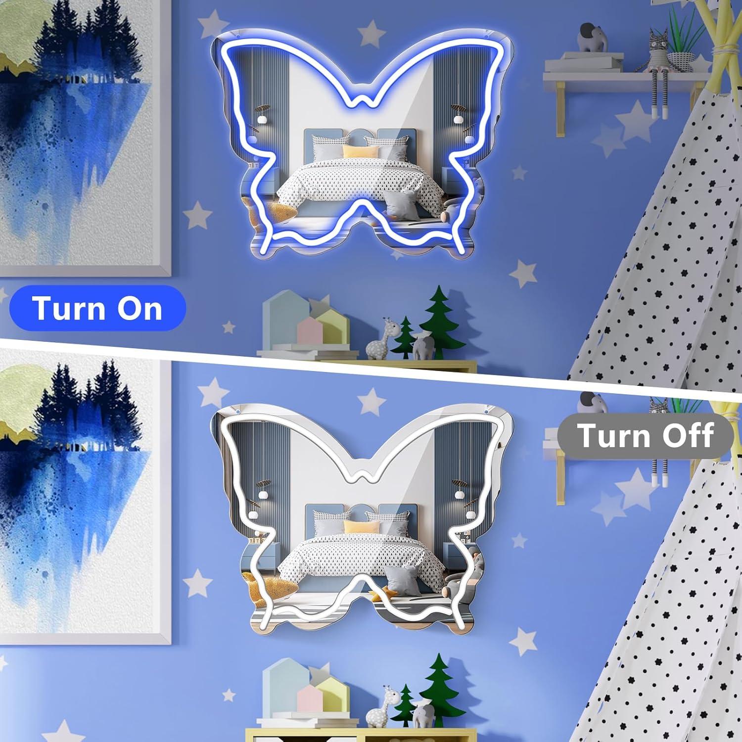 Espejo de Neón Mariposa ZHONGCHEN 39.9x30.5cm LED Azul