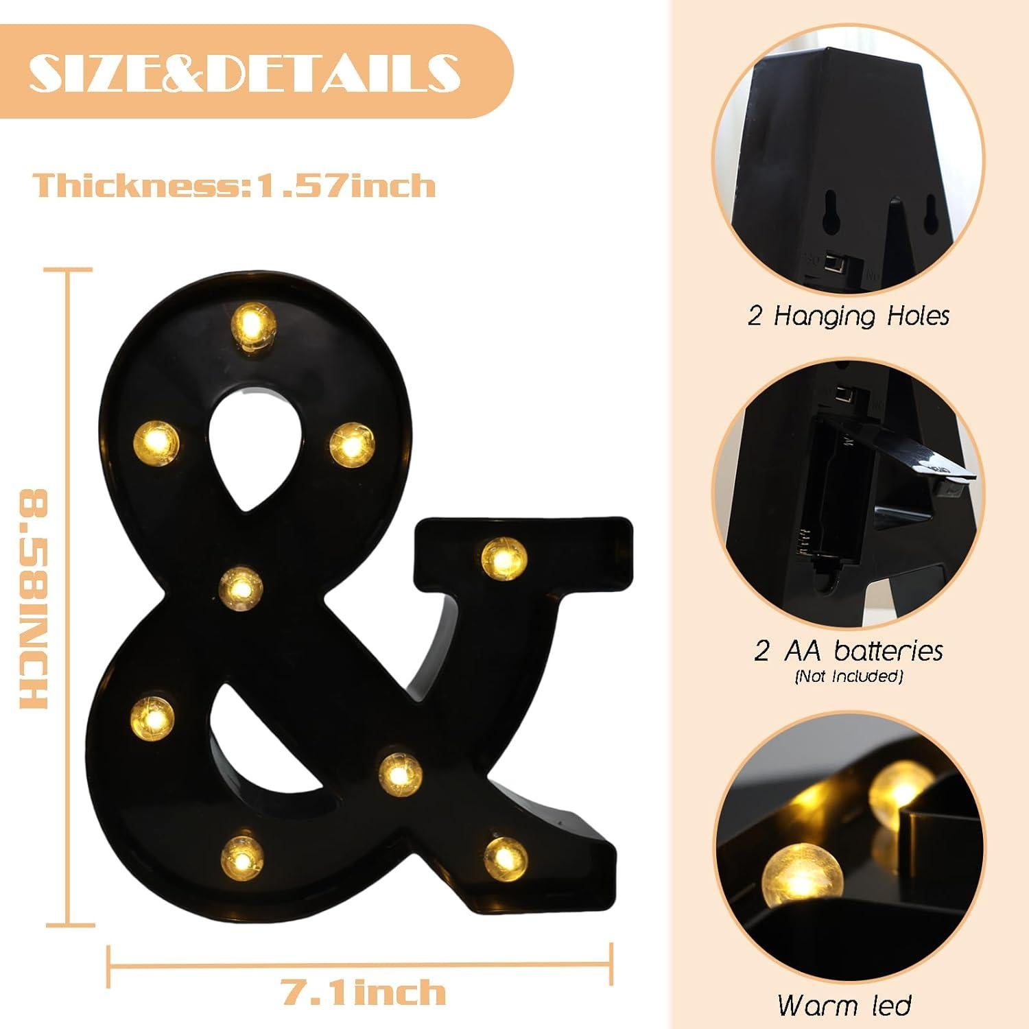 Letras Iluminadas LED Hirbisnis Negras para Decoración de Fiesta