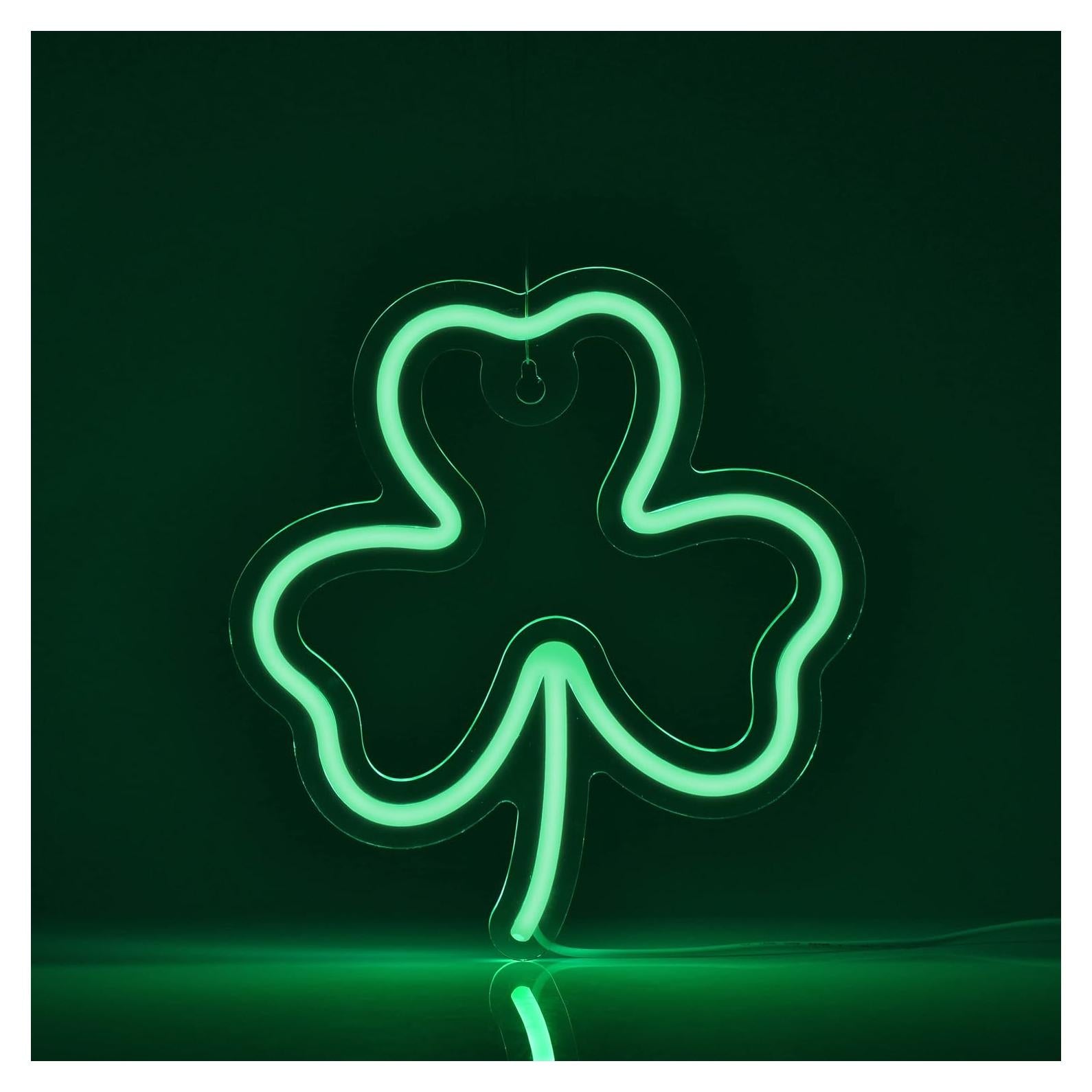 Cartel de Neón Trébol LED Roouneon 280mm x 250mm Verde