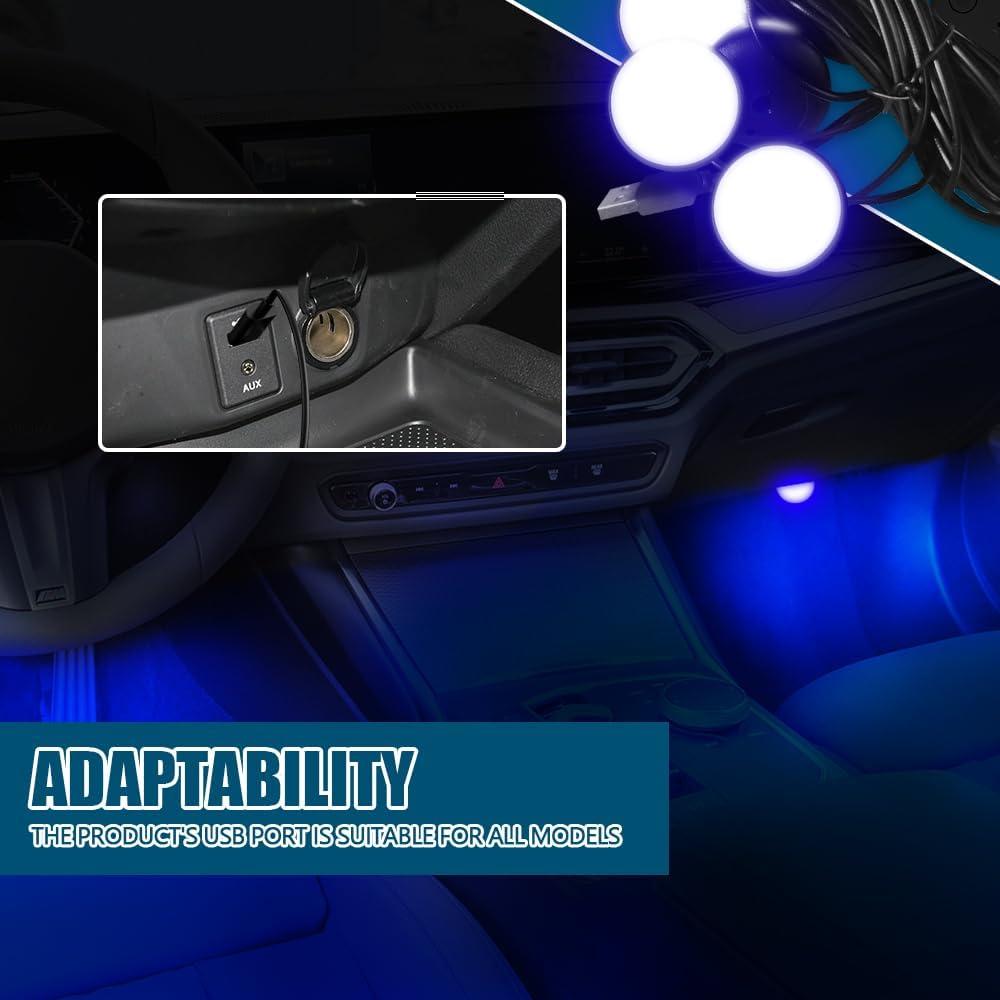 Luces LED RGOAANC para Pedales de Coche, 4 en 1 USB