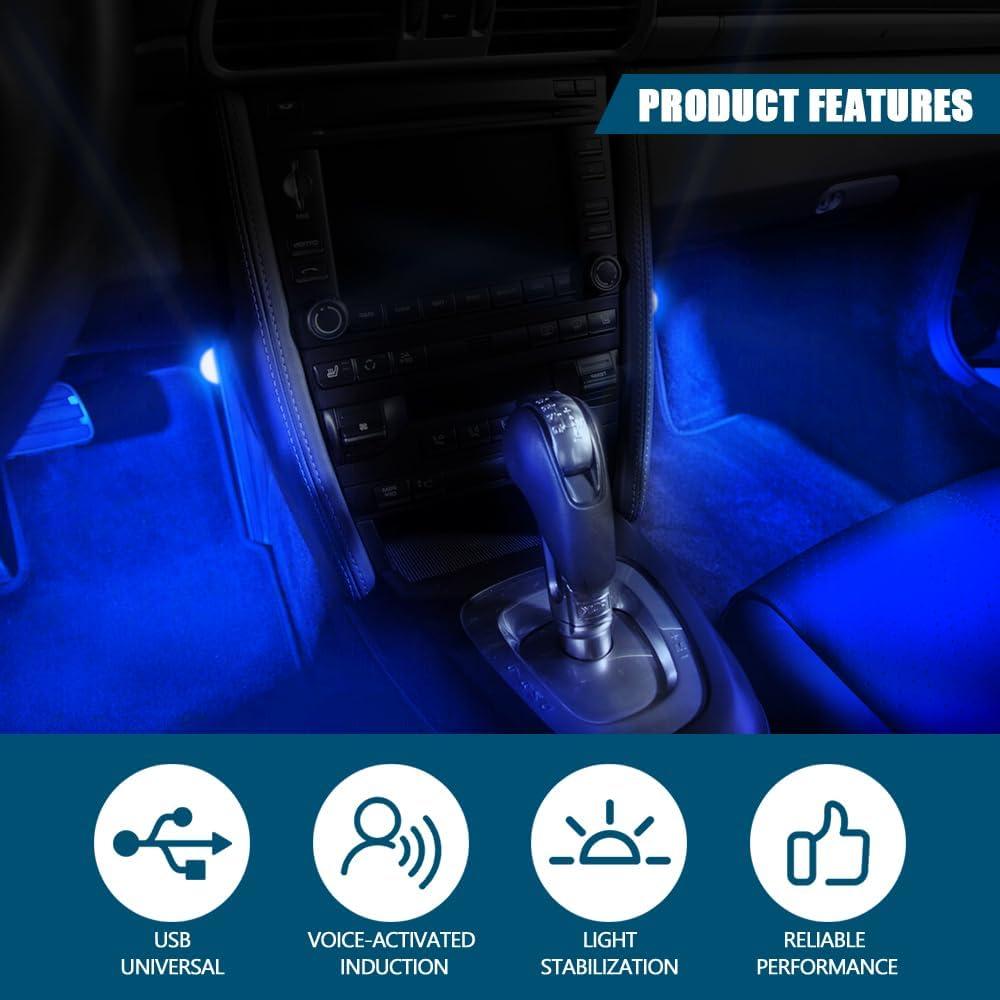 Luces LED RGOAANC para Pedales de Coche, 4 en 1 USB
