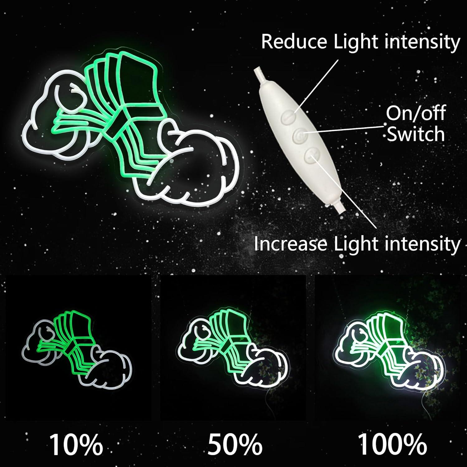 Luz de Neón Dólar LED YingyiYing 43.7x28.4cm Verde