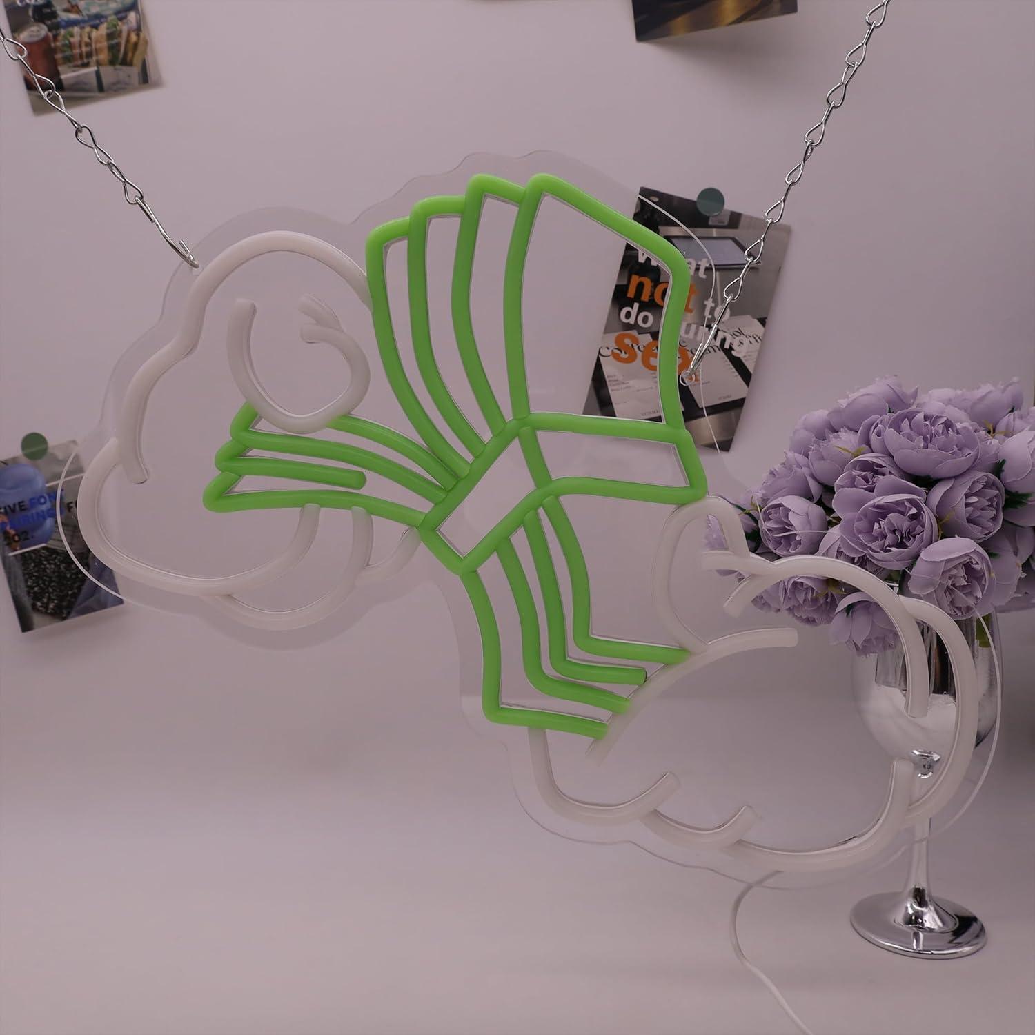 Luz de Neón Dólar LED YingyiYing 43.7x28.4cm Verde