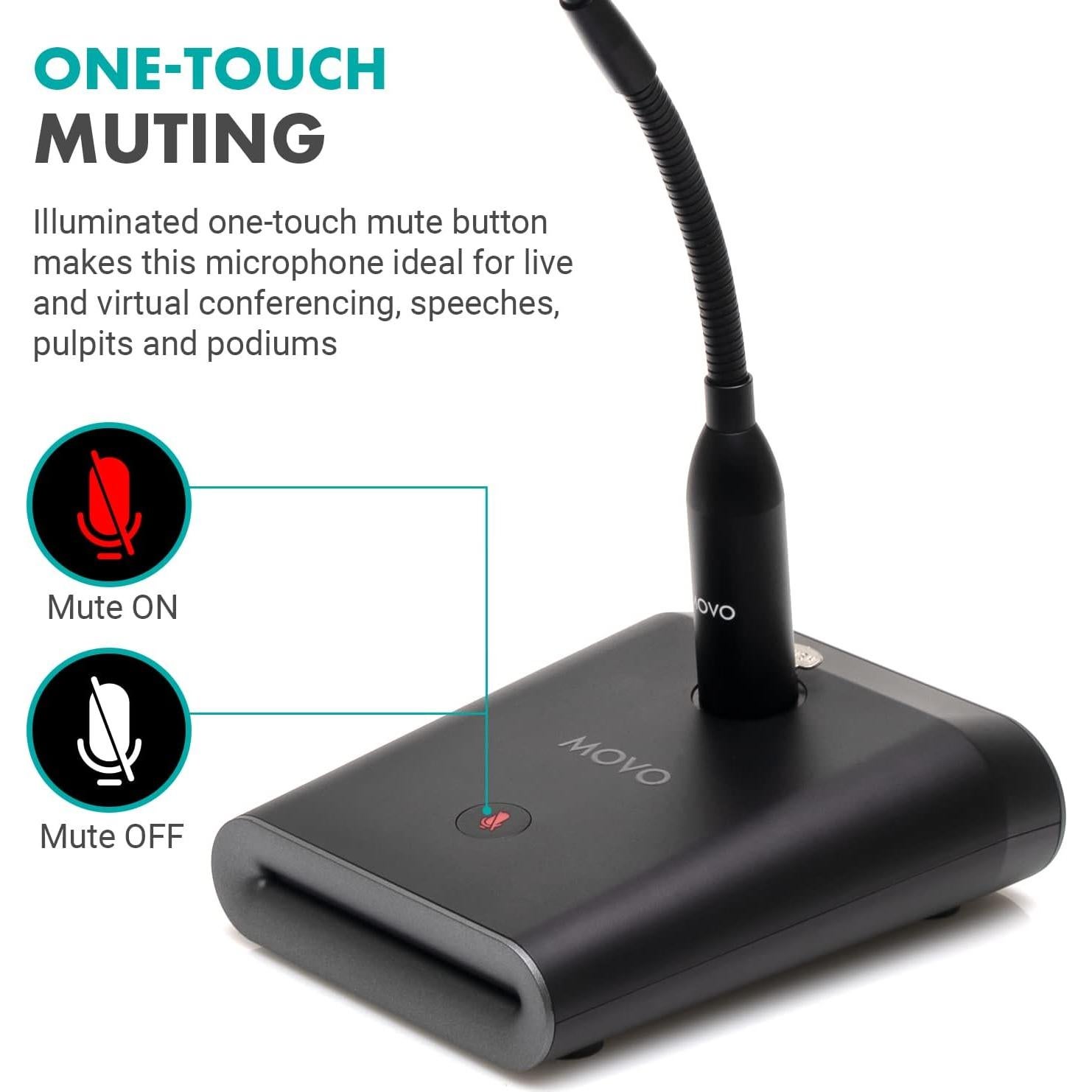 Micrófono Profesional Movo GM-5 USB 20.32x10.16cm para Conferencias