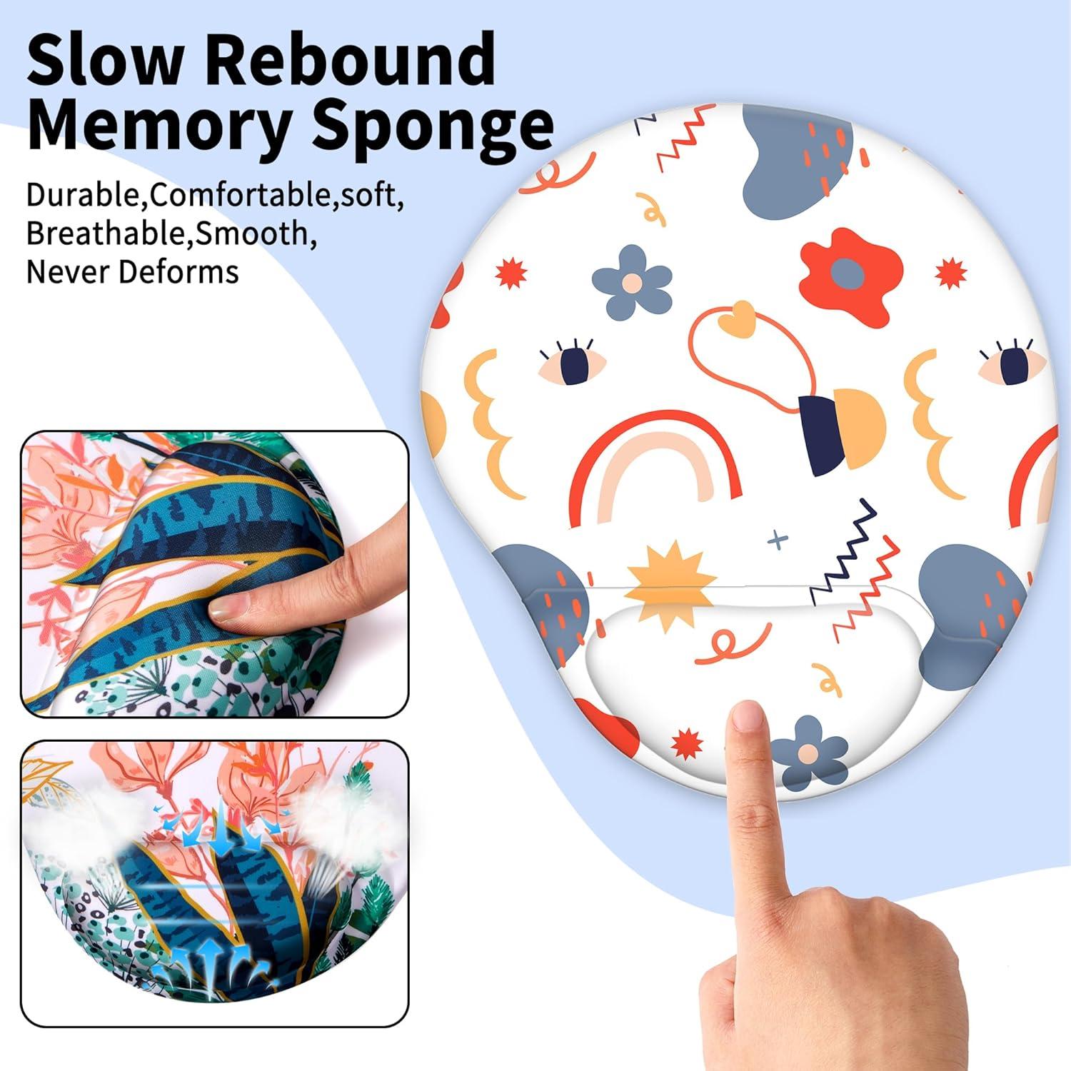 Alfombrilla de Ratón Ergonómica HODYXIN con Soporte Floral