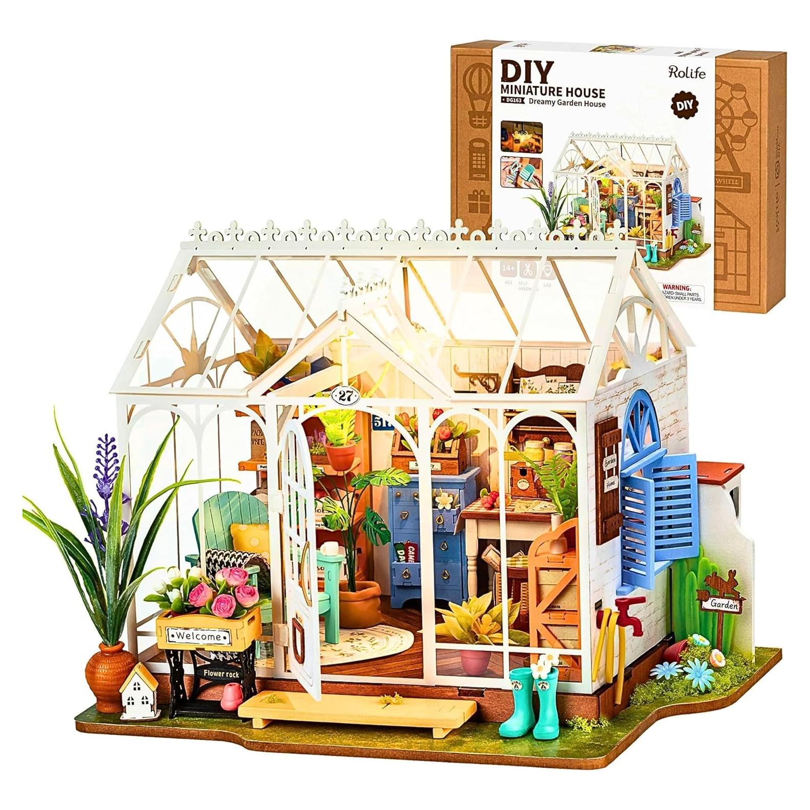 Kit Casa Miniatura DIY Rolife Invernadero Jardín 27.4x21.1cm