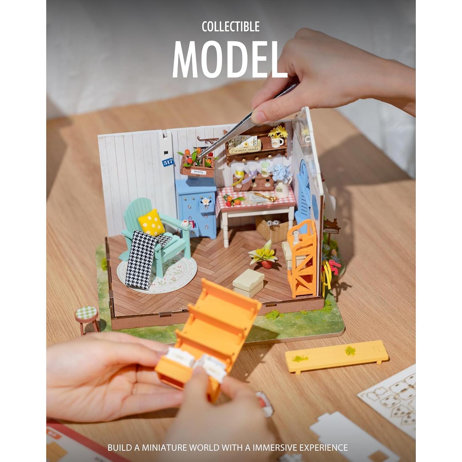 Kit Casa Miniatura DIY Rolife Invernadero Jardín 27.4x21.1cm