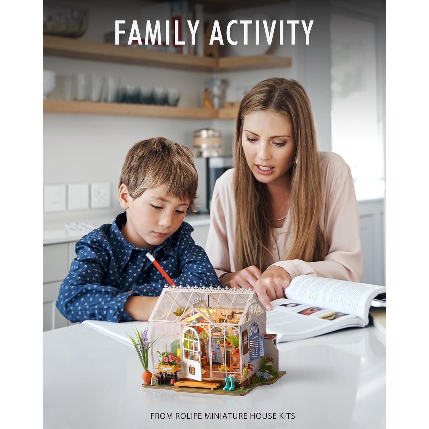 Kit Casa Miniatura DIY Rolife Invernadero Jardín 27.4x21.1cm