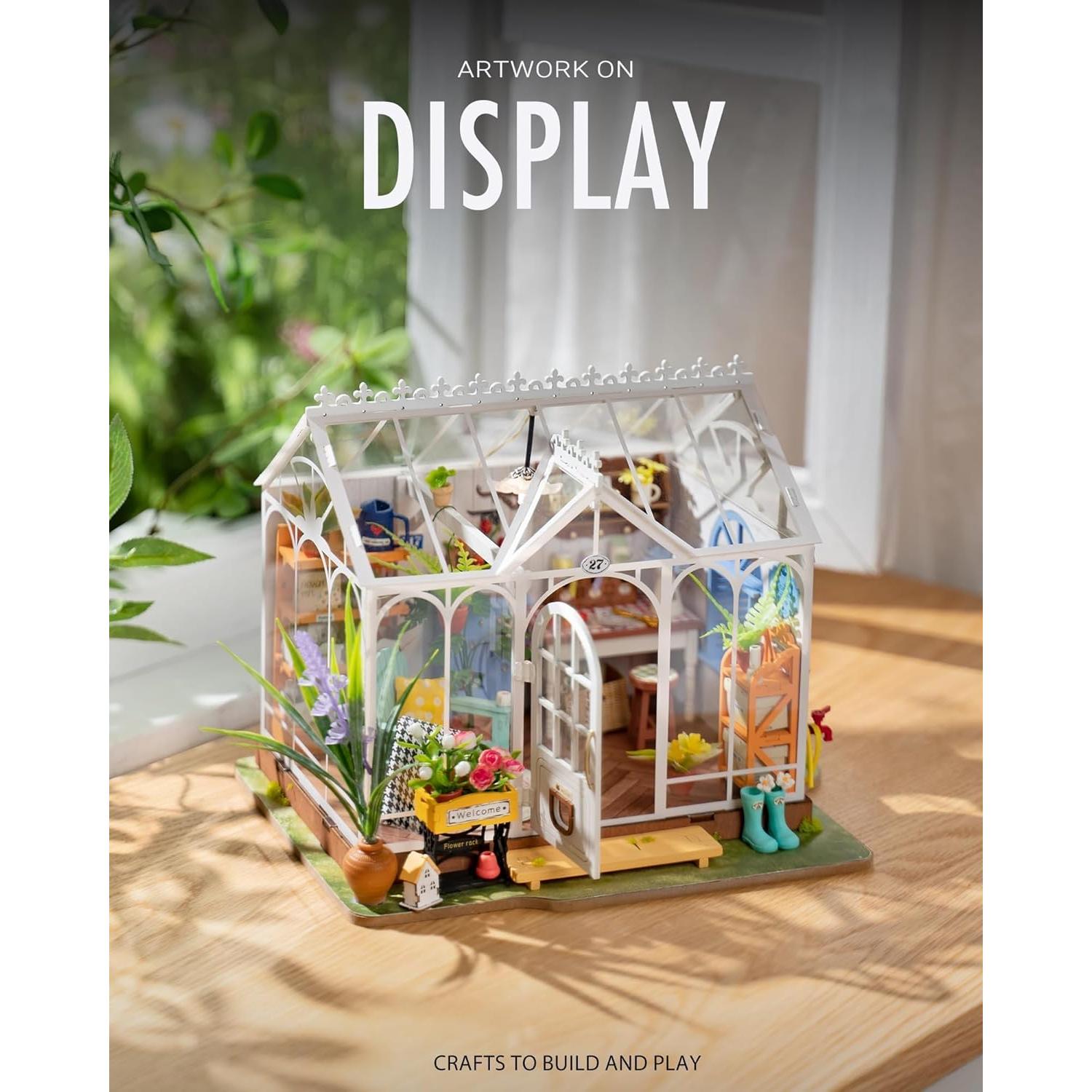 Kit Casa Miniatura DIY Rolife Invernadero Jardín 27.4x21.1cm