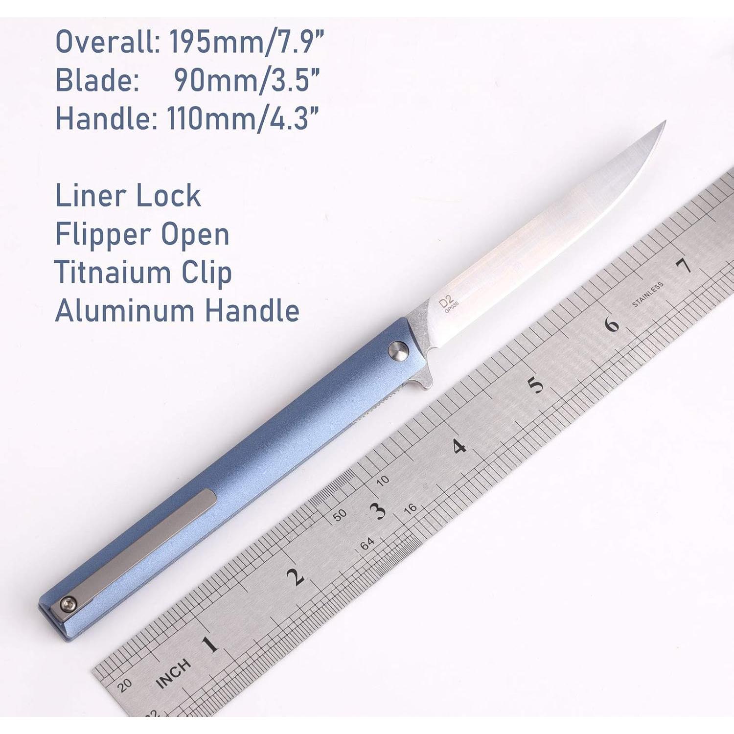 Cuchillo Plegable Samior GP035 de Aluminio 20.06 cm D2 Azul