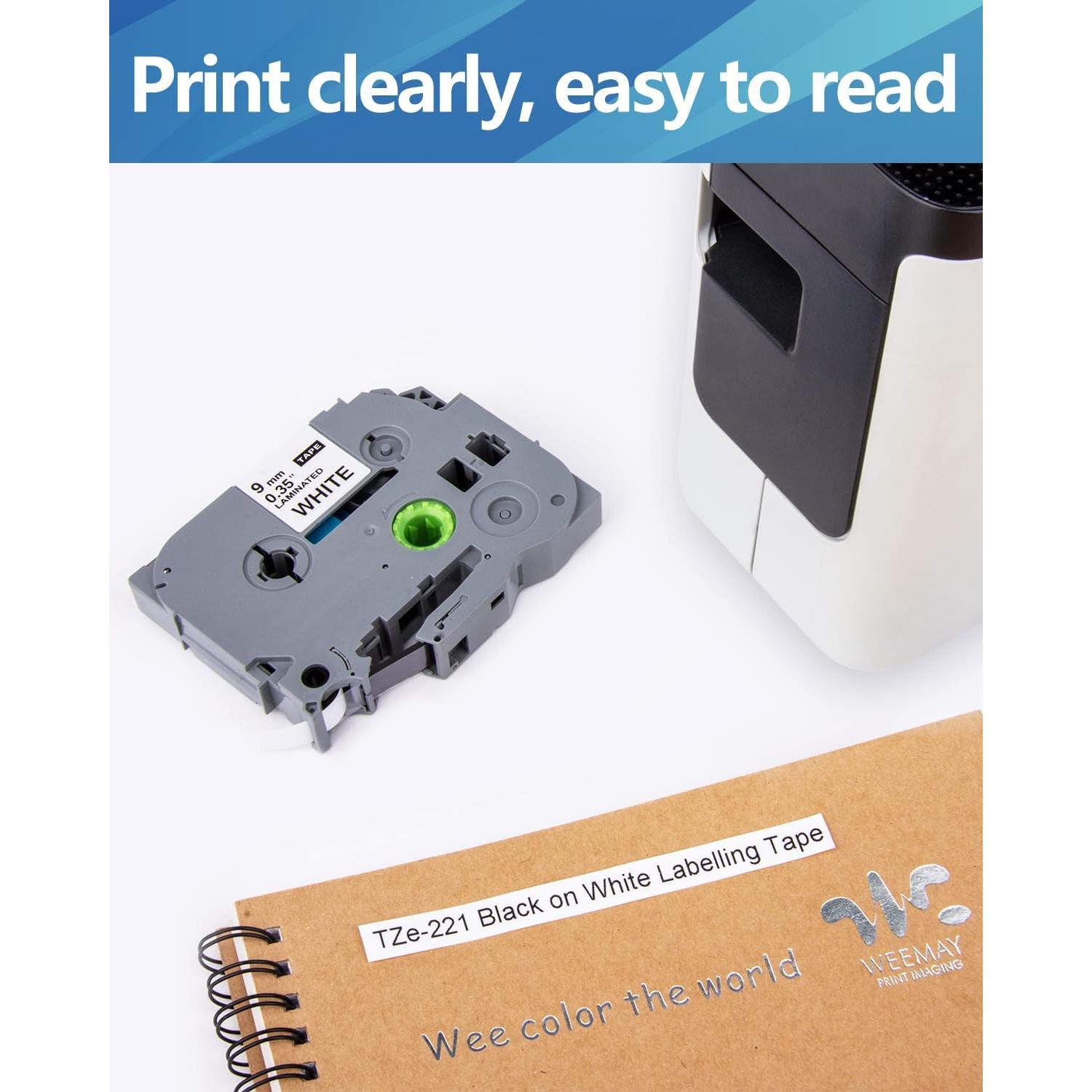 Cintas de Etiqueta Weemay TZe-221 9mm 4 Pack Laminadas