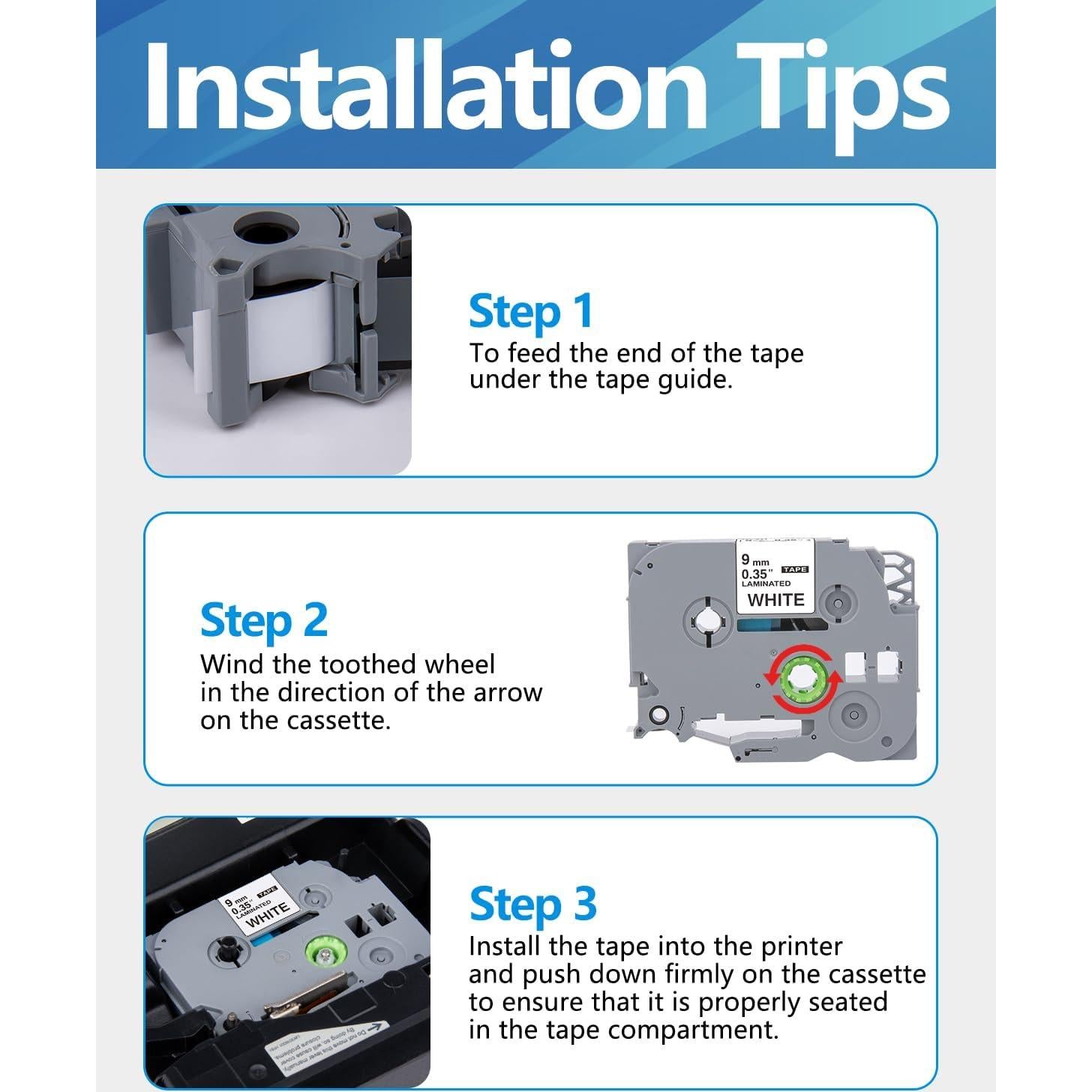 Cintas de Etiqueta Weemay TZe-221 9mm 4 Pack Laminadas