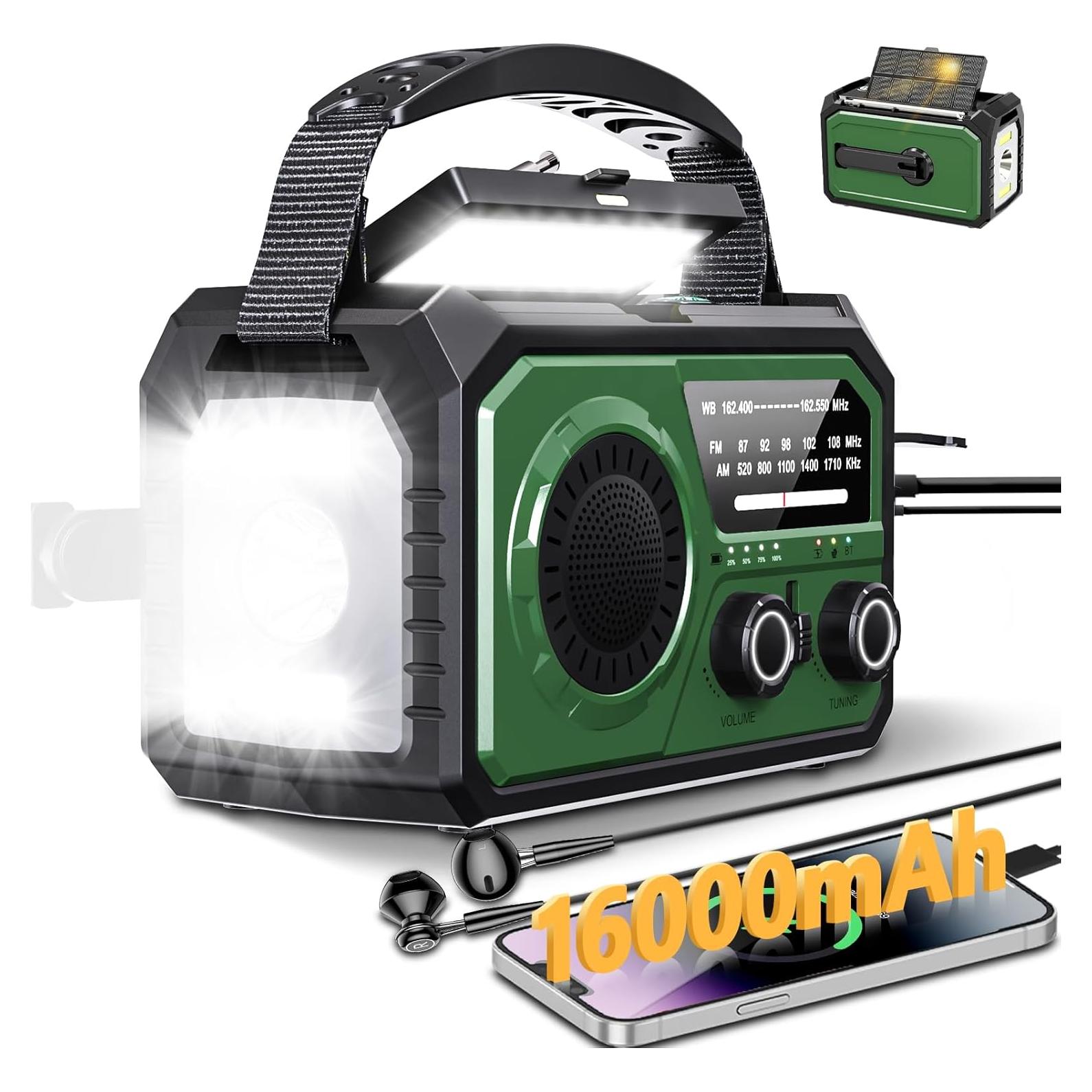 Radio de Emergencia Portátil Solar BAYTWA H21 16000mAh Verde