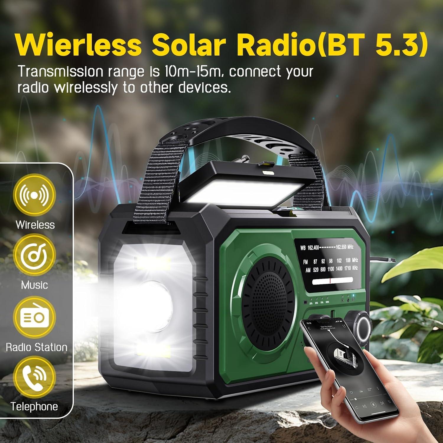 Radio de Emergencia Portátil Solar BAYTWA H21 16000mAh Verde