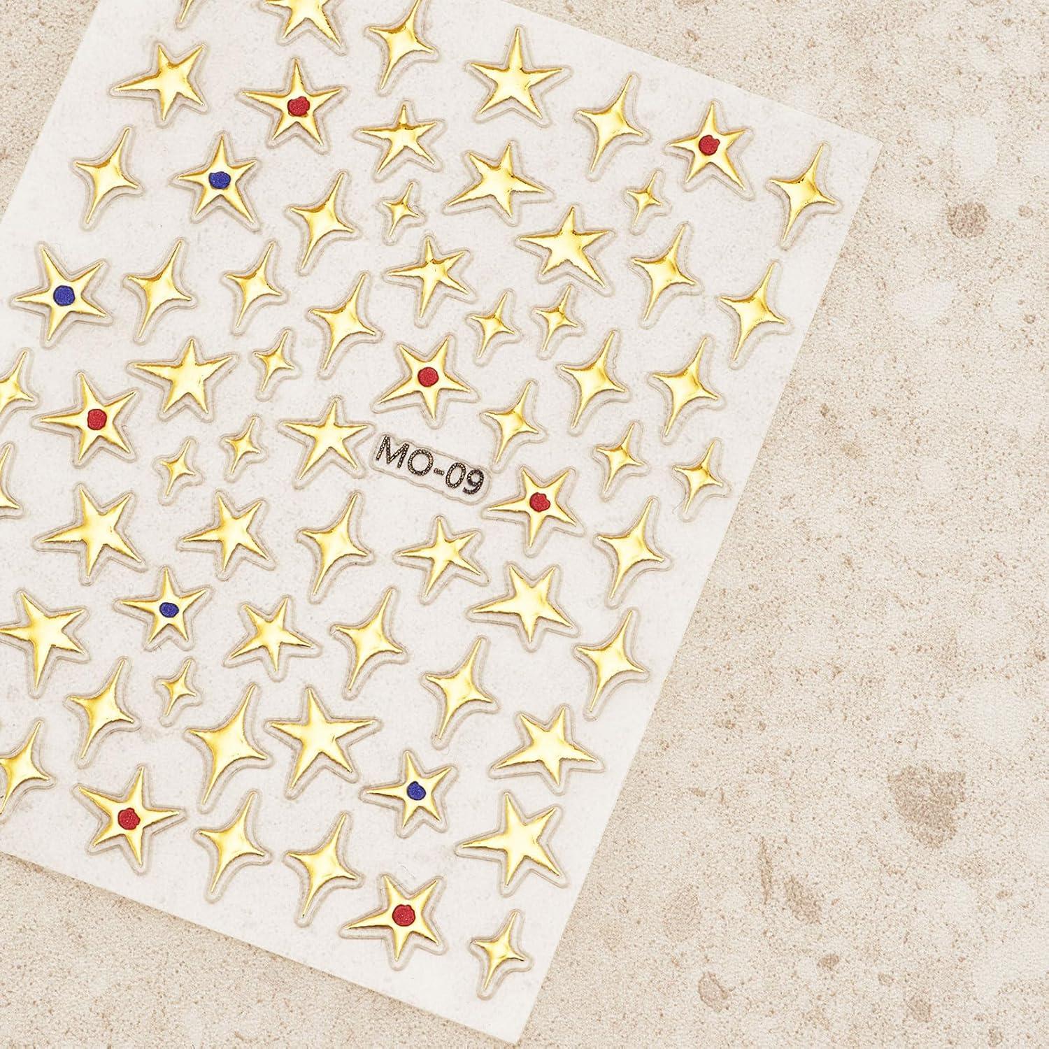 Nail Stickers 6 Sheets 5D Aurora Nail Art Stickers Decals Self-Adhesive Pegatinas Uñas Glitter Self-Adhesive Flower Star Heart Butterfly Nail Art Design Decoration Accessories for Woman Girls,Style1