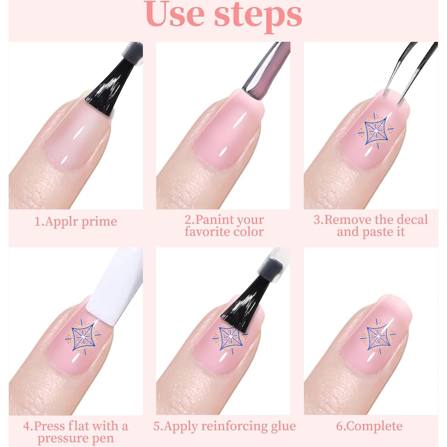 Nail Stickers 6 Sheets 5D Aurora Nail Art Stickers Decals Self-Adhesive Pegatinas Uñas Glitter Self-Adhesive Flower Star Heart Butterfly Nail Art Design Decoration Accessories for Woman Girls,Style1