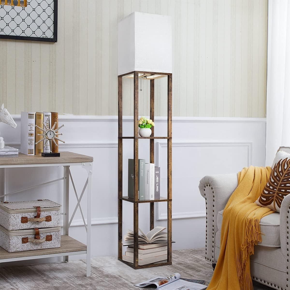 Lámpara de Pie Dott Arts con Estantes y Bombilla LED 3 Colores