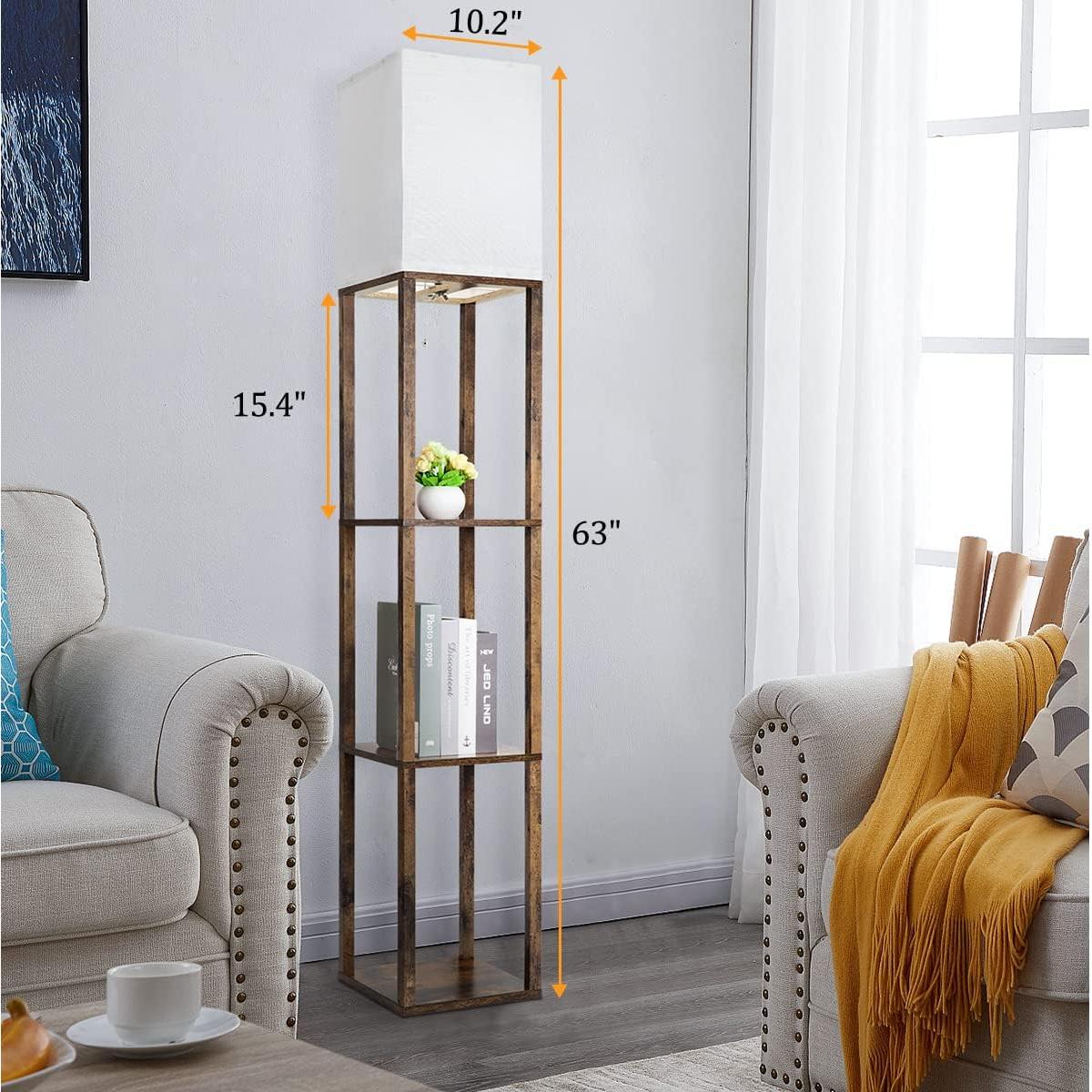 Lámpara de Pie Dott Arts con Estantes y Bombilla LED 3 Colores