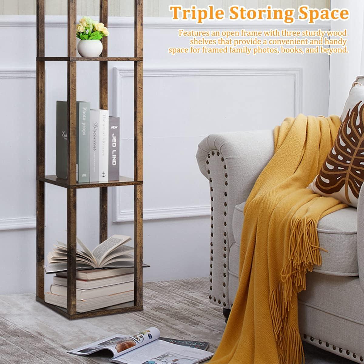 Lámpara de Pie Dott Arts con Estantes y Bombilla LED 3 Colores