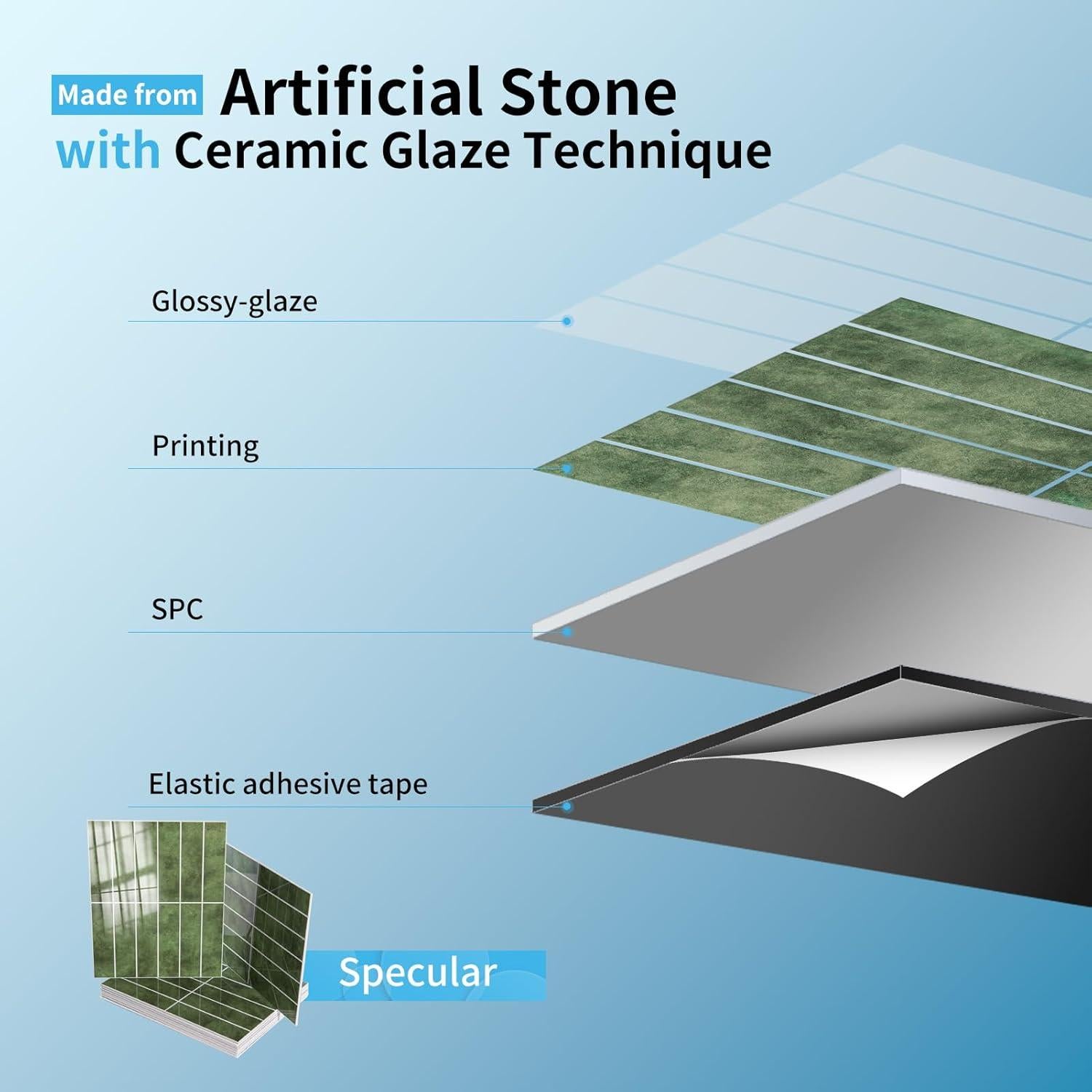 Azulejos Autoadhesivos Art3d 10 Hojas 29x23 cm Verde Cerámica