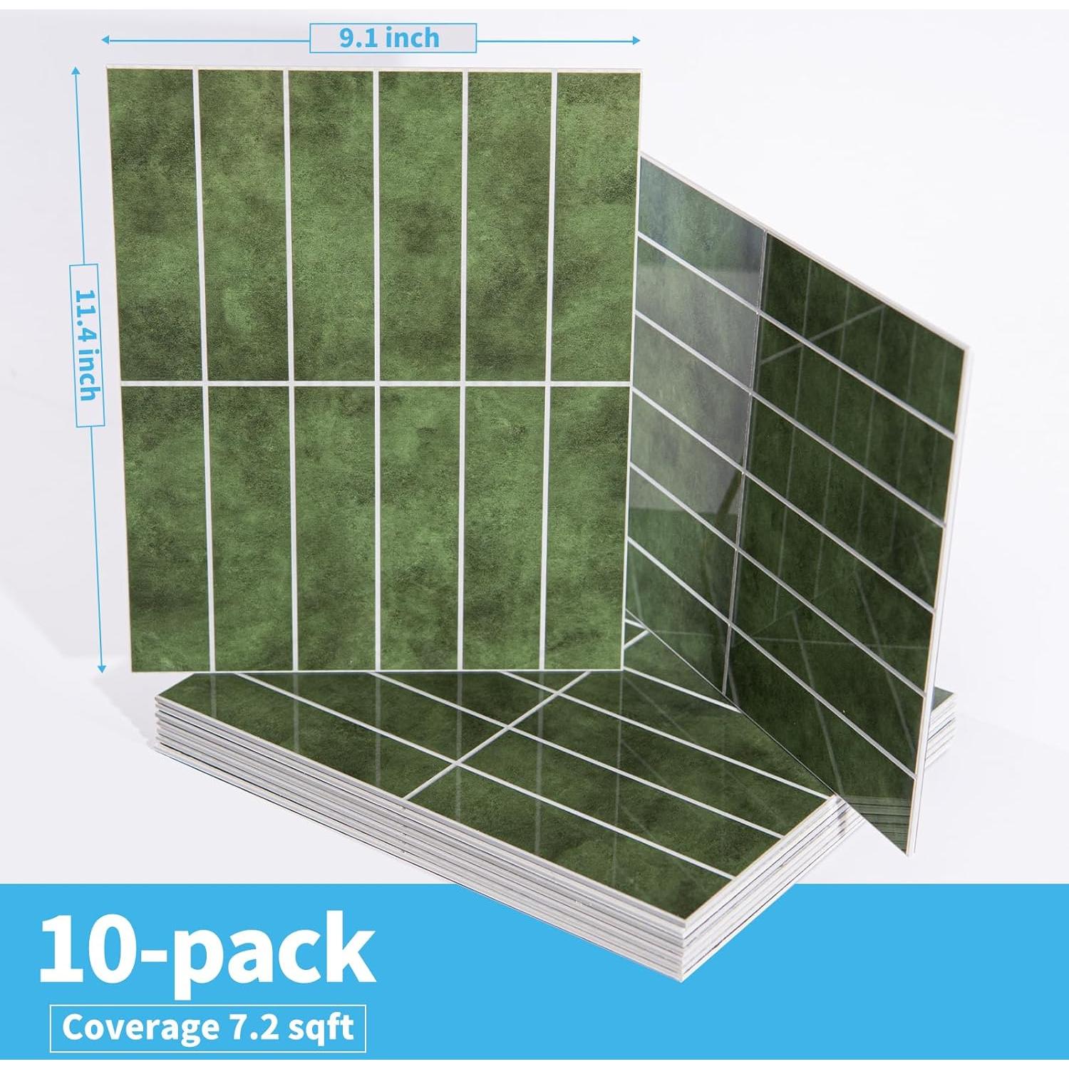 Azulejos Autoadhesivos Art3d 10 Hojas 29x23 cm Verde Cerámica