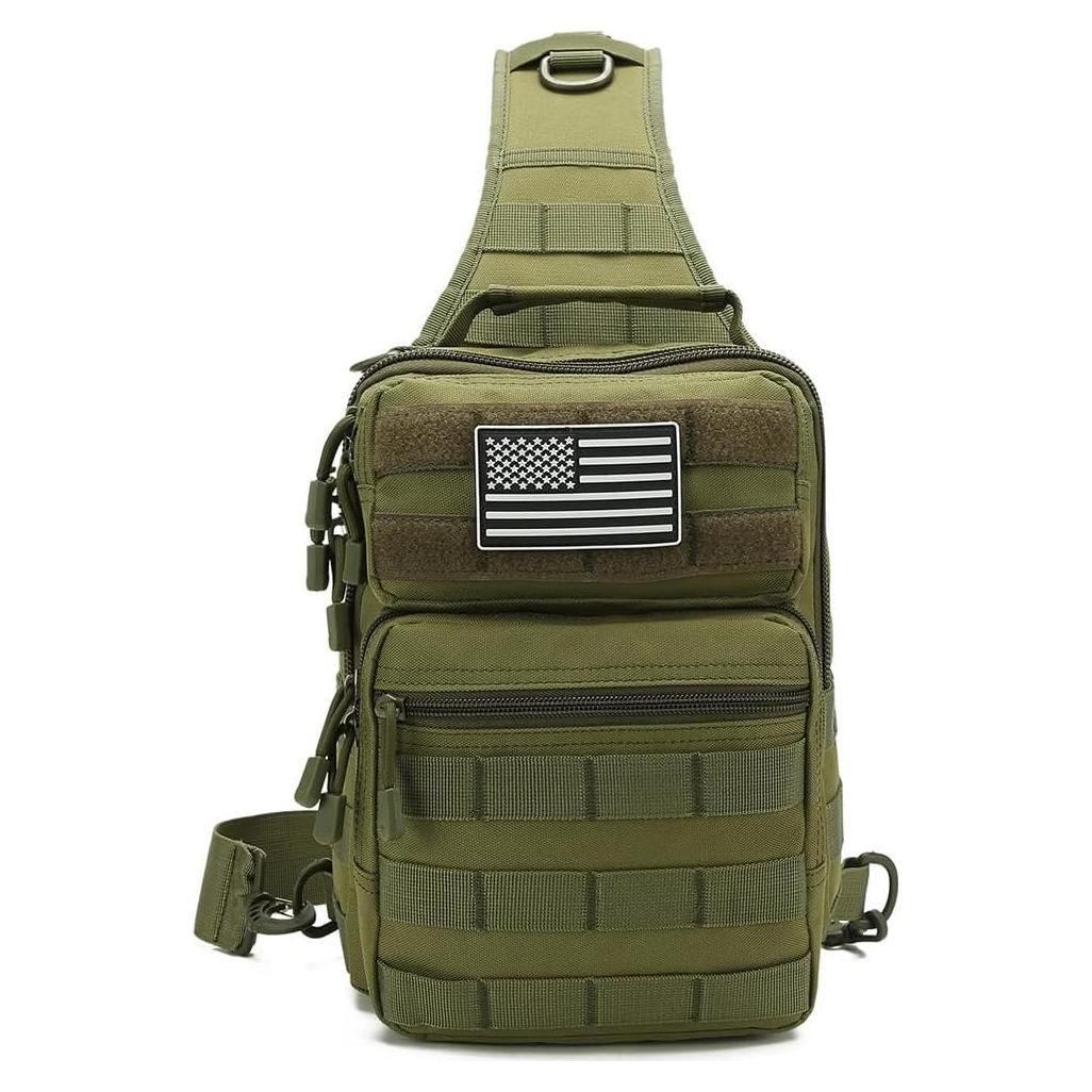 Mochila Bandolera Táctica GAZJYUSP Verde Militar 32x25cm