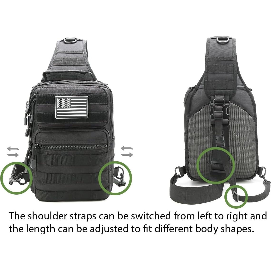 Mochila Bandolera Táctica GAZJYUSP Verde Militar 32x25cm