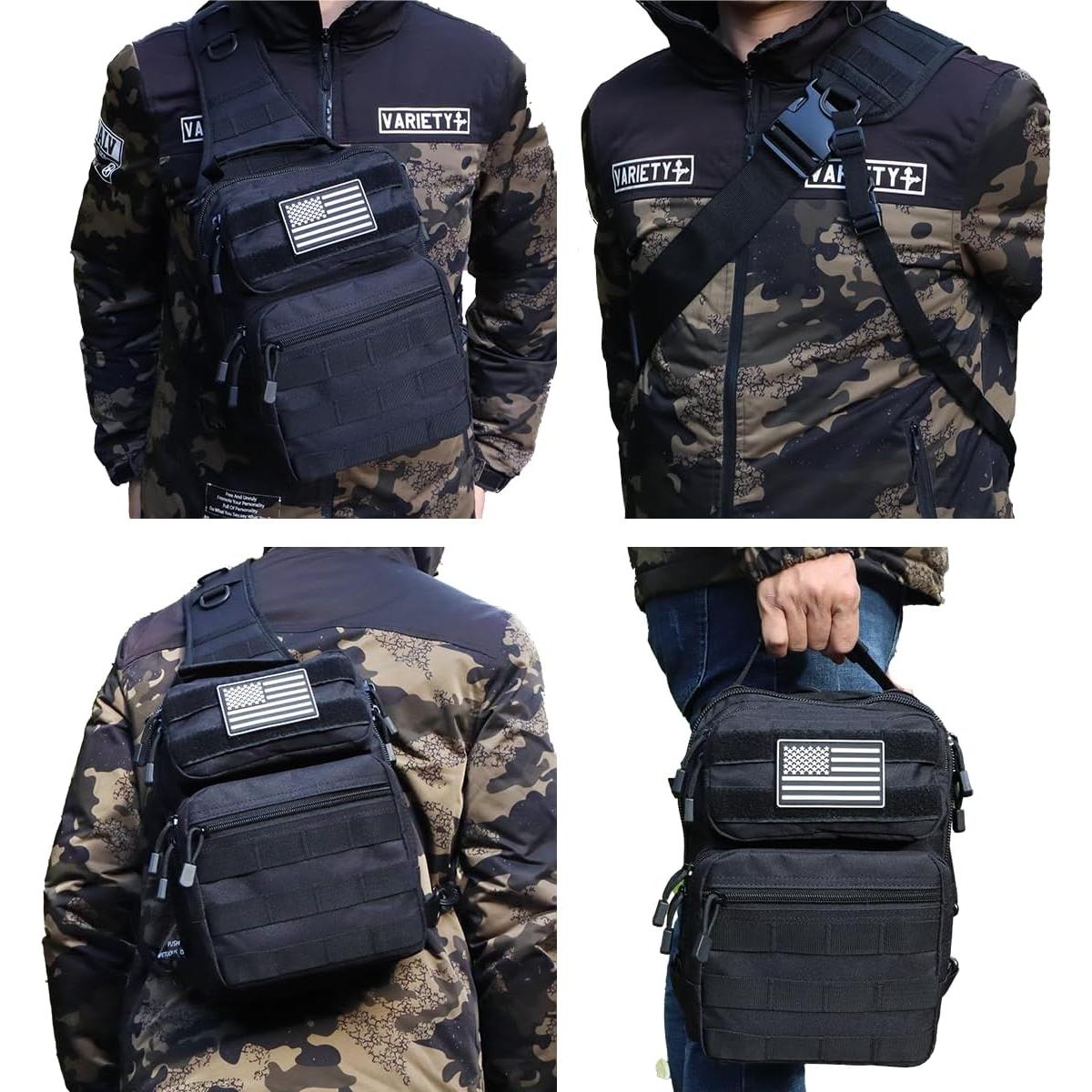 Mochila Bandolera Táctica GAZJYUSP Verde Militar 32x25cm