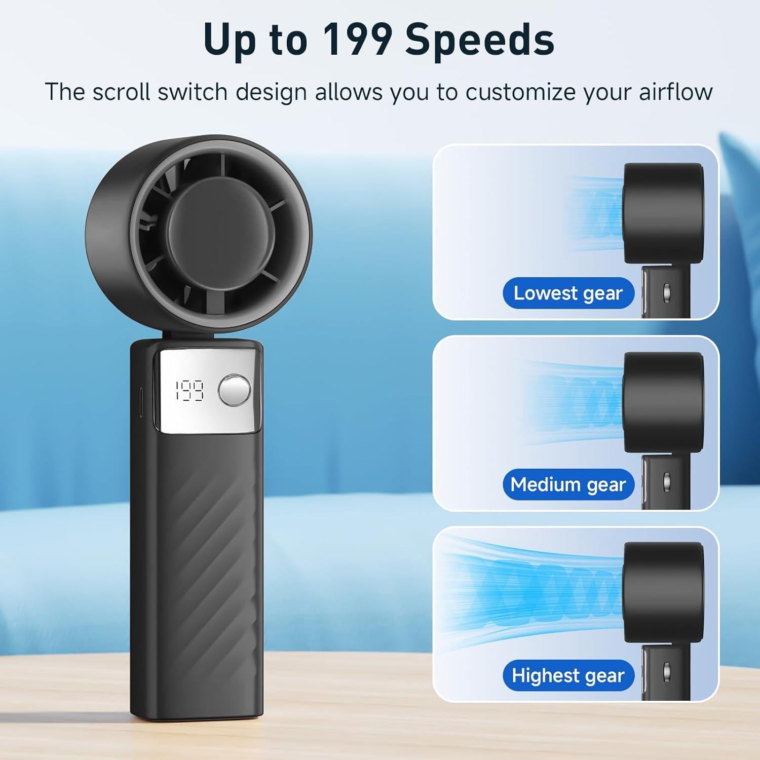 Ventilador Portátil de Mano YOSHENMO A225 Turbo 199 Velocidades