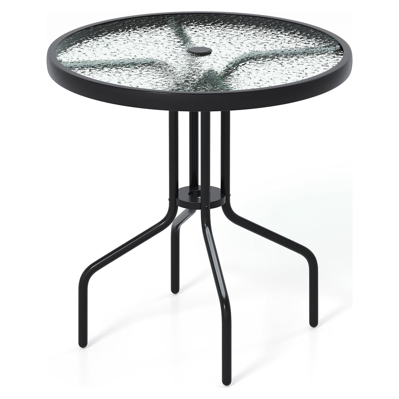 Mesa Redonda de Patio Tangkula 70 cm Vidrio Templado Metal