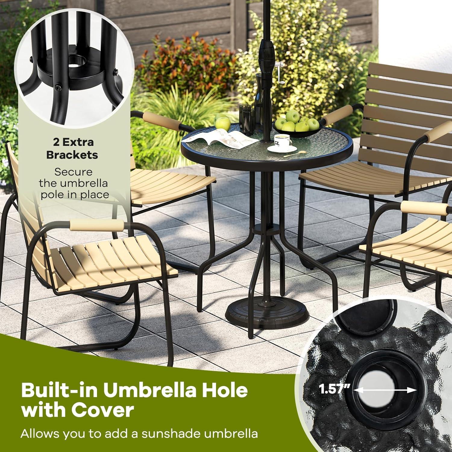 Mesa Redonda de Patio Tangkula 70 cm Vidrio Templado Metal