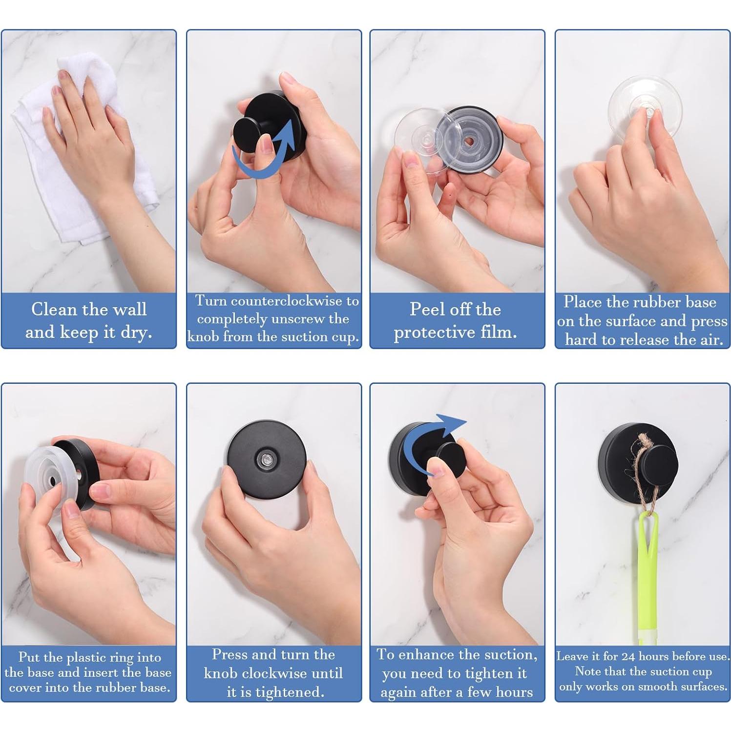 Ganchos de Ventosa Dntorx Acero Inoxidable Negro Paquete de 2