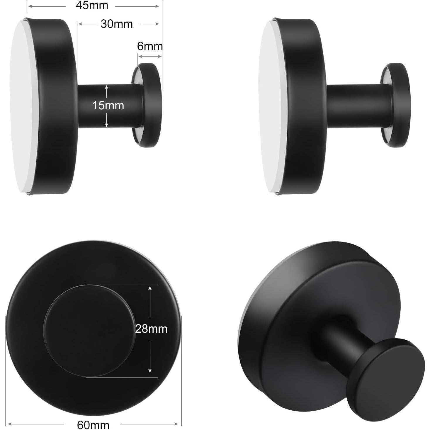 Ganchos de Ventosa Dntorx Acero Inoxidable Negro Paquete de 2