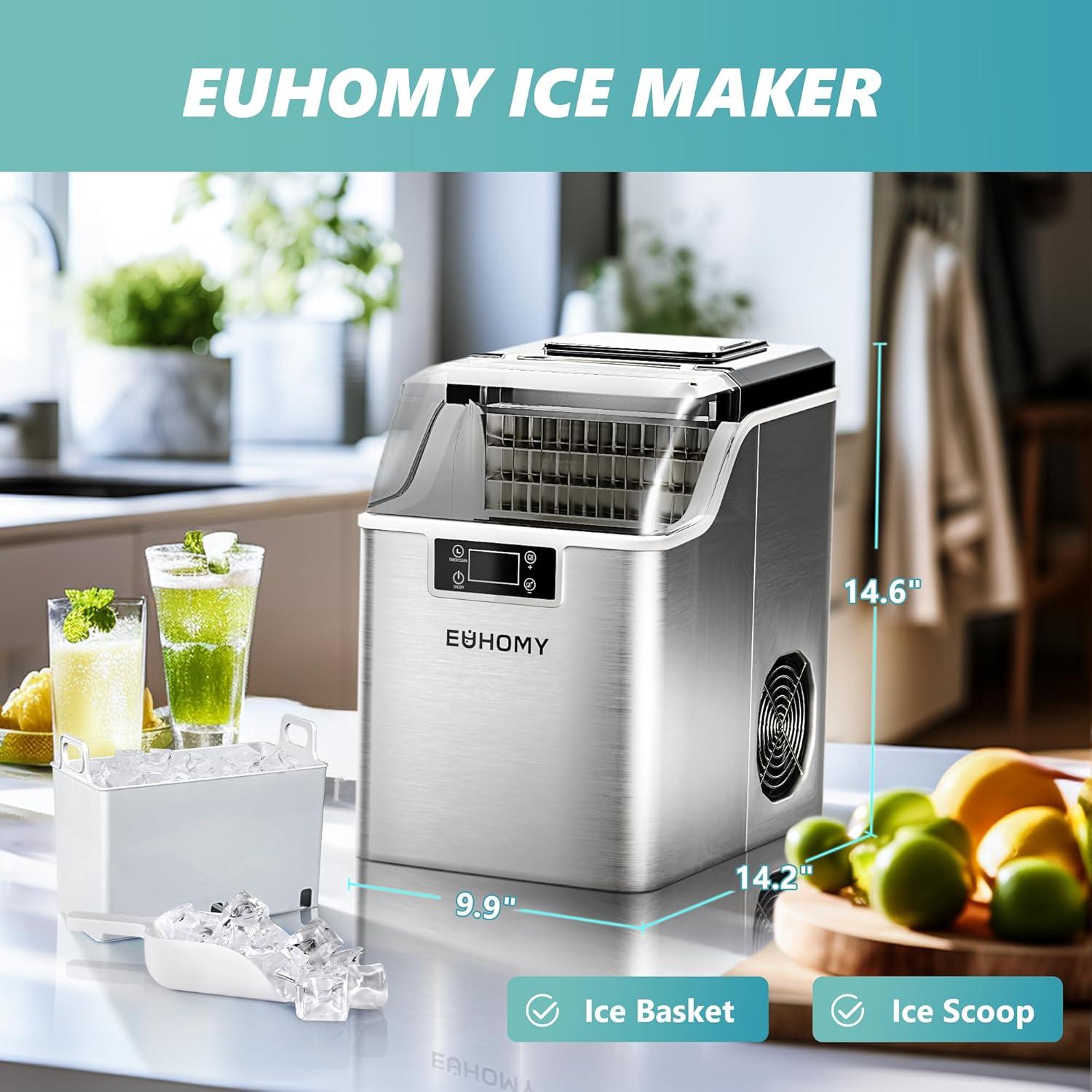 Máquina de Hielo EUHOMY IM-FP 20,41 kg 24 Cubos en 13 Min