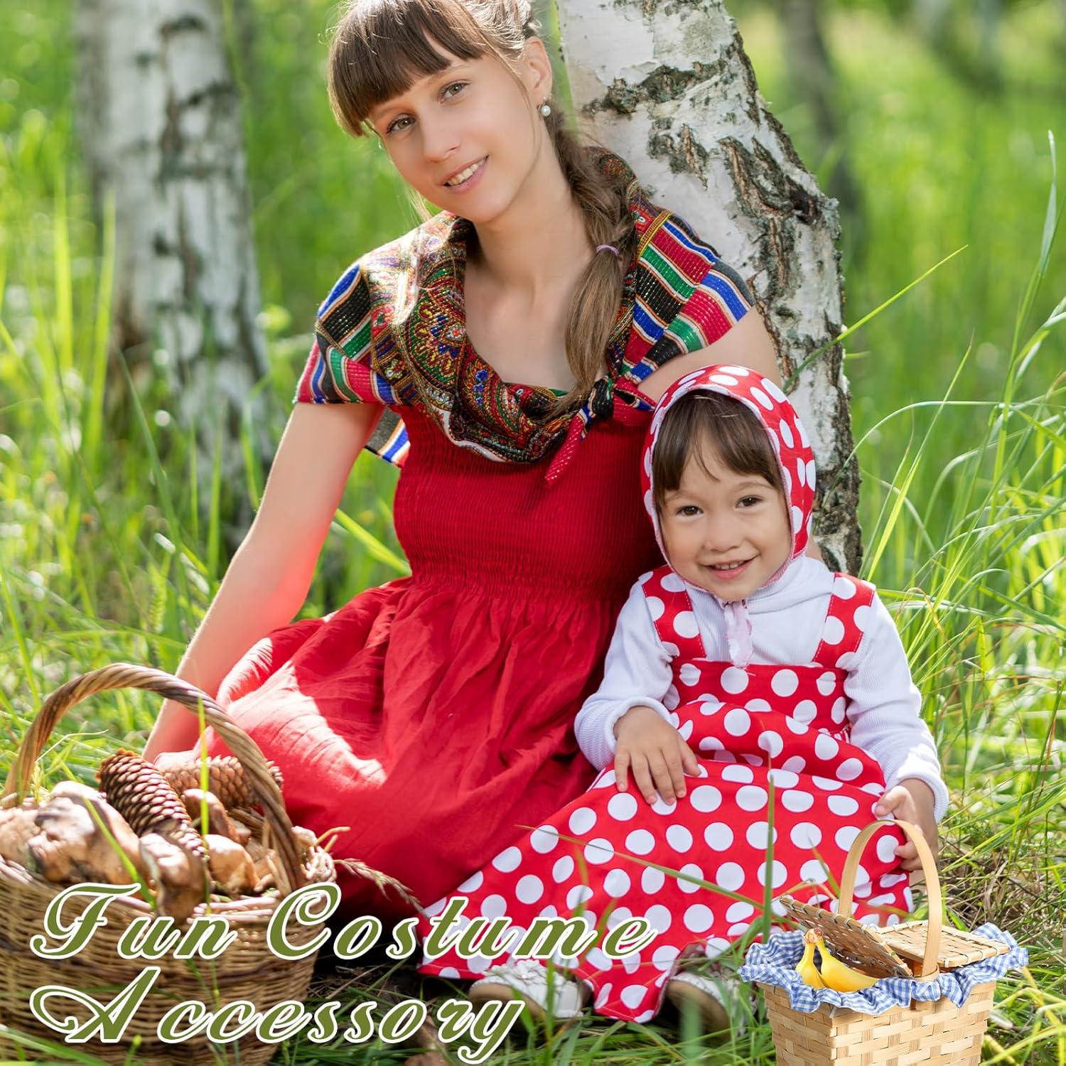 Cesta de Picnic Tejida Retro Teenyyou Azul y Blanco 20x12x10cm